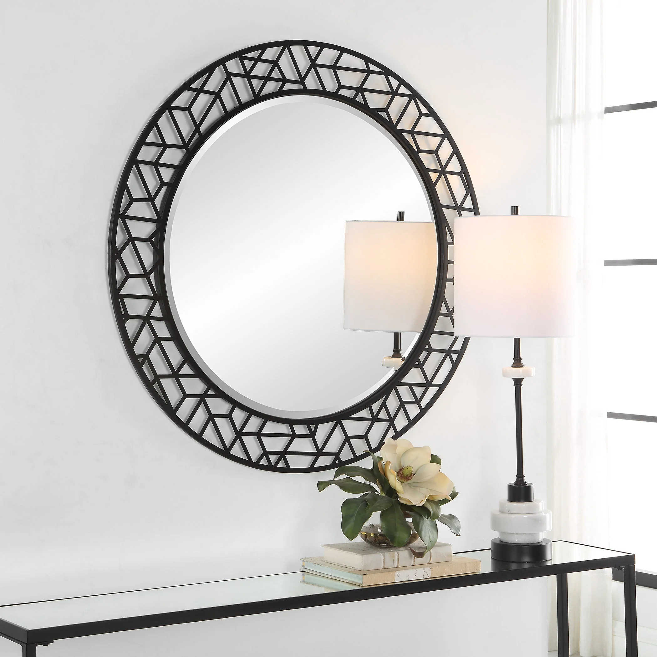 Uttermost Mosaic Metal Round Mirror - Image 4