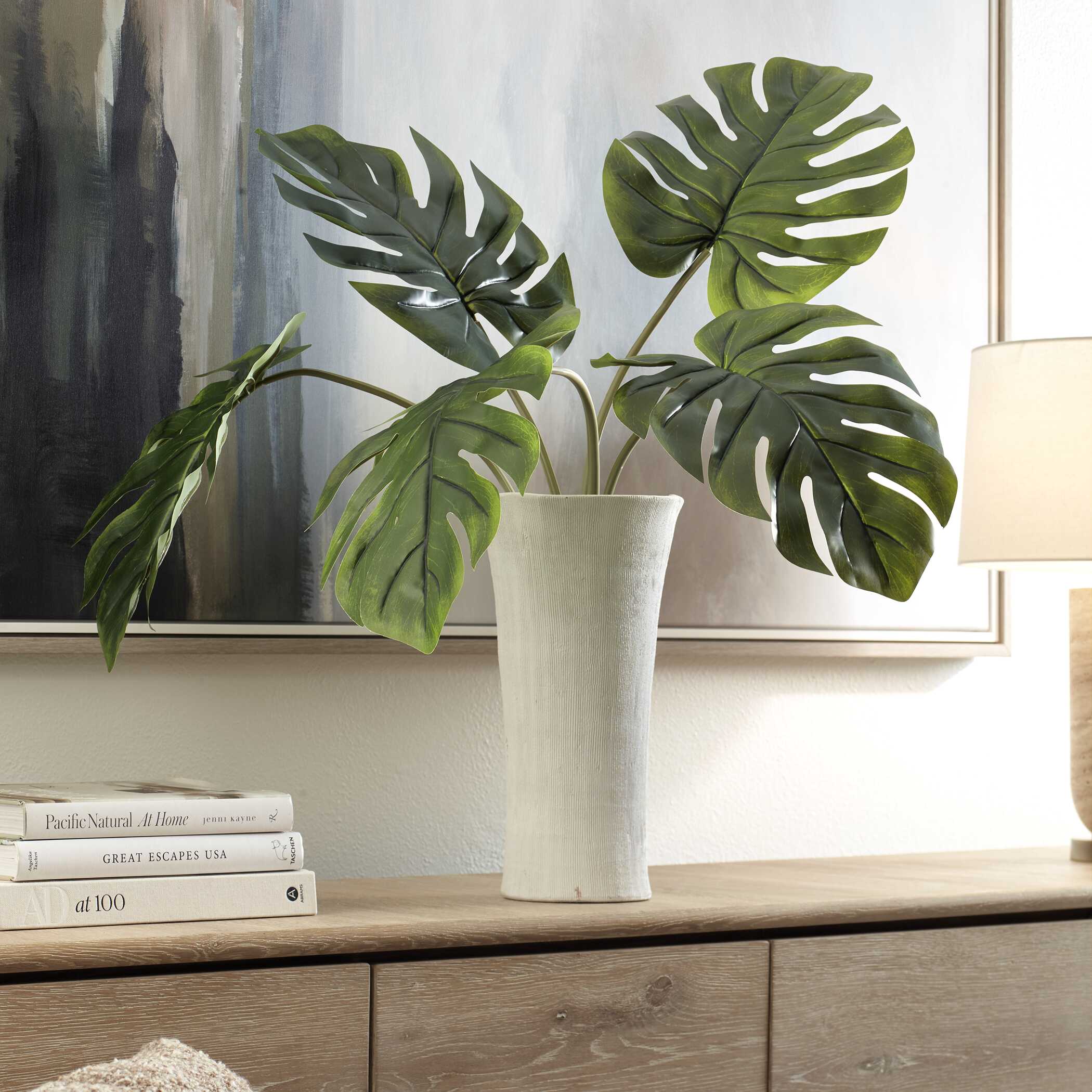 Uttermost Muse Monstera White Vase Centerpiece - Image 3