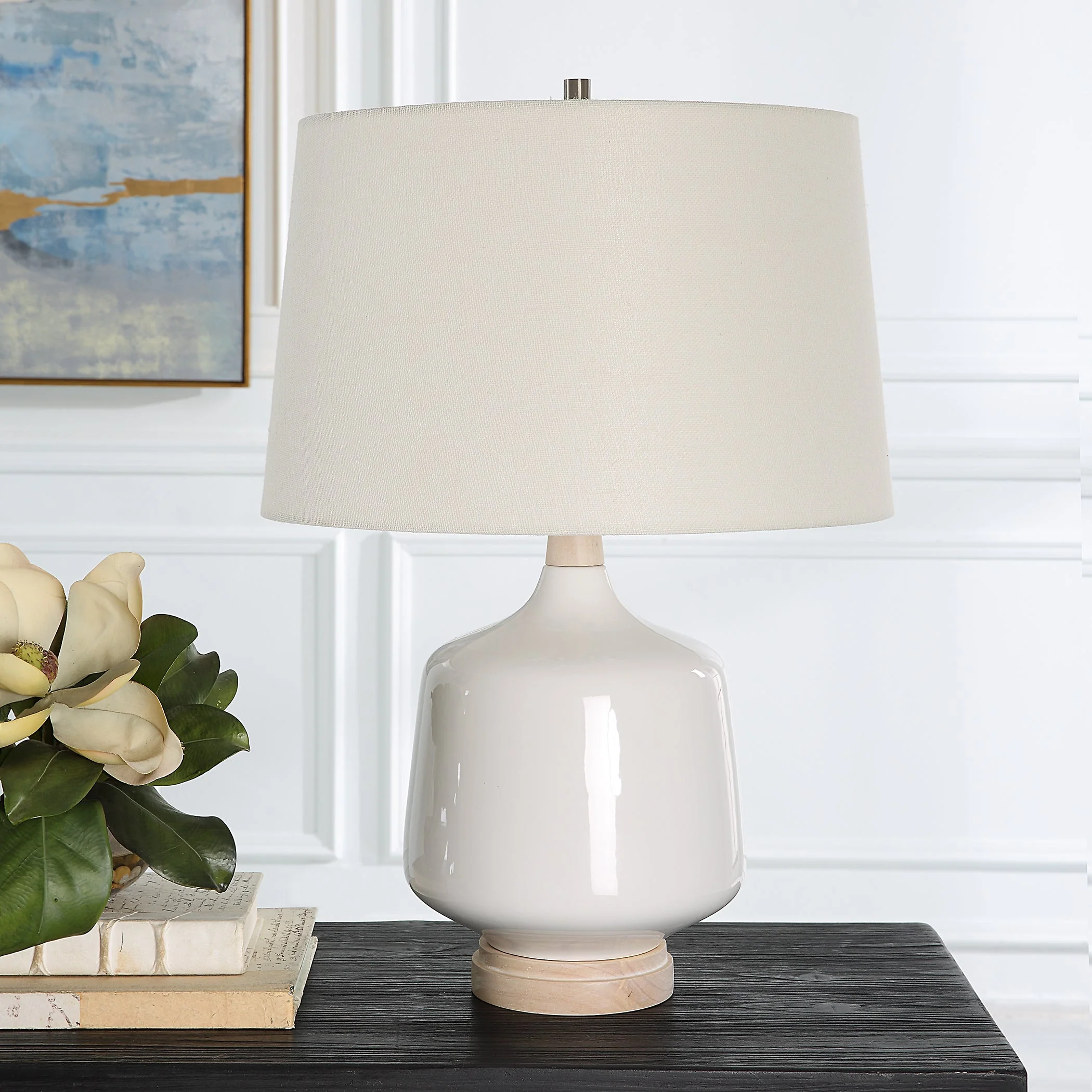 Uttermost Opal Gloss White Table Lamp - Image 3