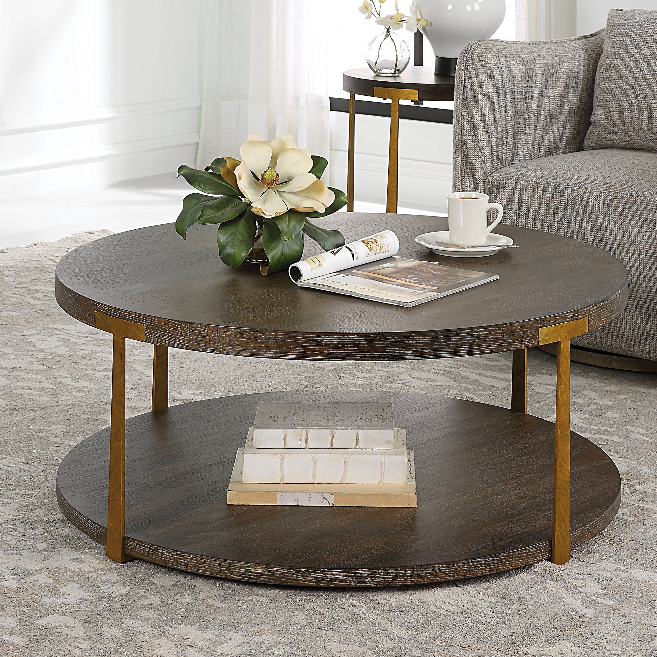 Uttermost Palisade Round Wood Coffee Table - Image 2