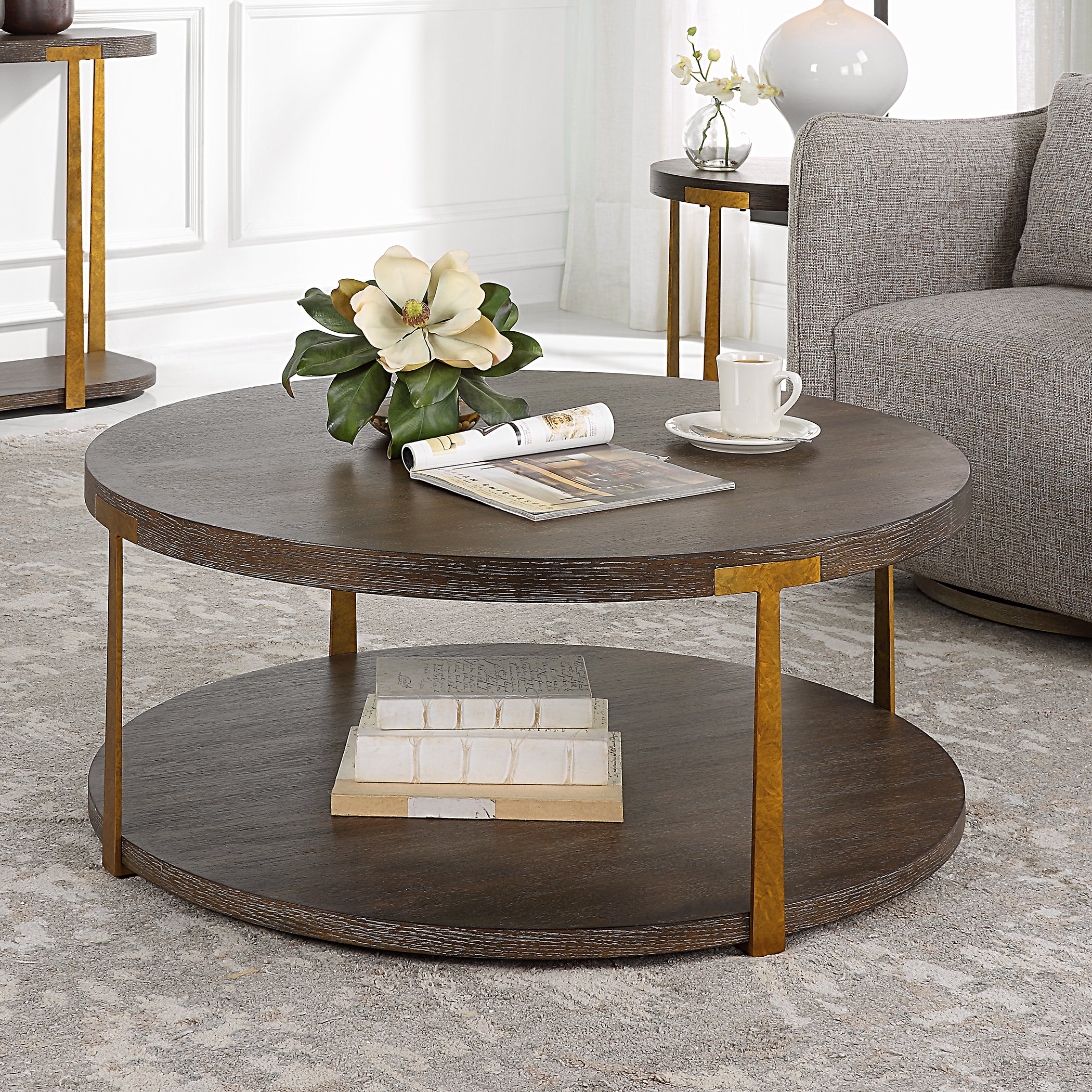 Uttermost Palisade Round Wood Coffee Table - Image 4