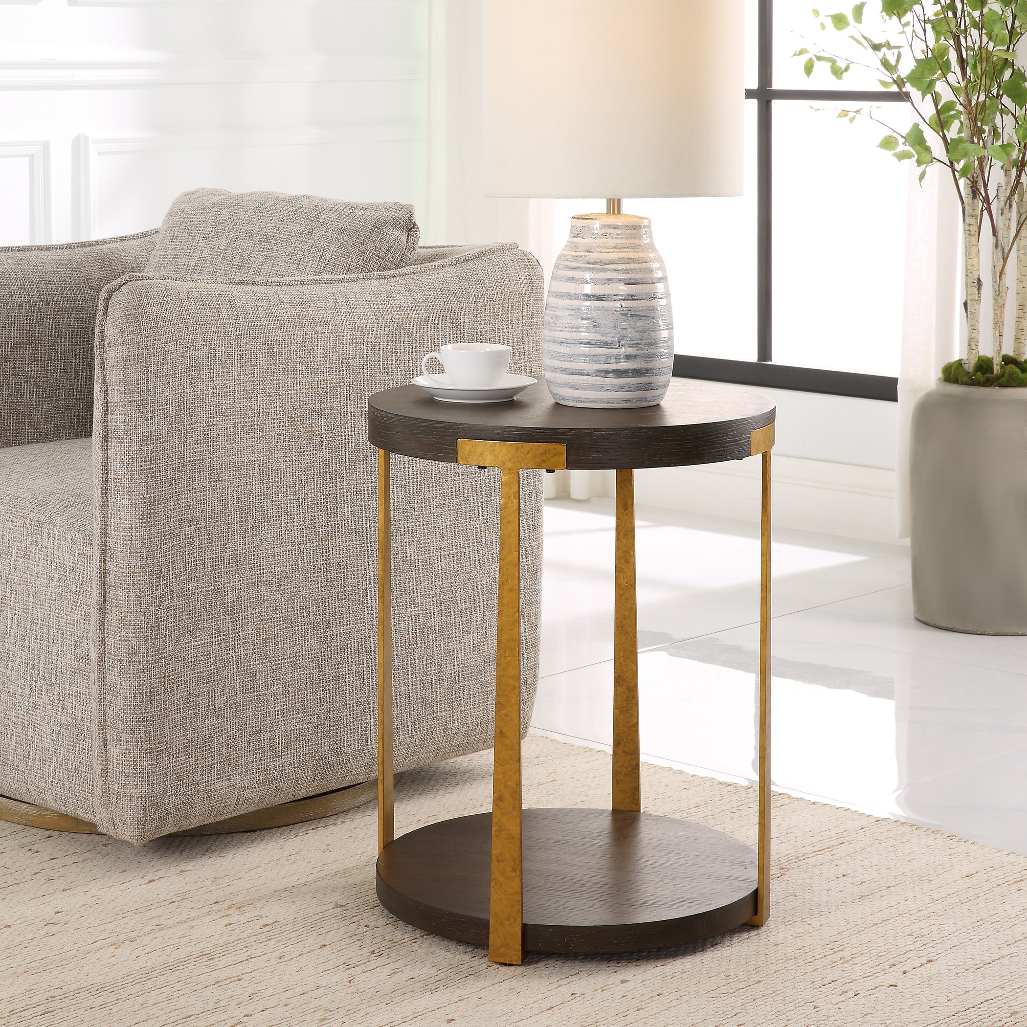 Uttermost Palisade Round Wood Side Table - Image 2