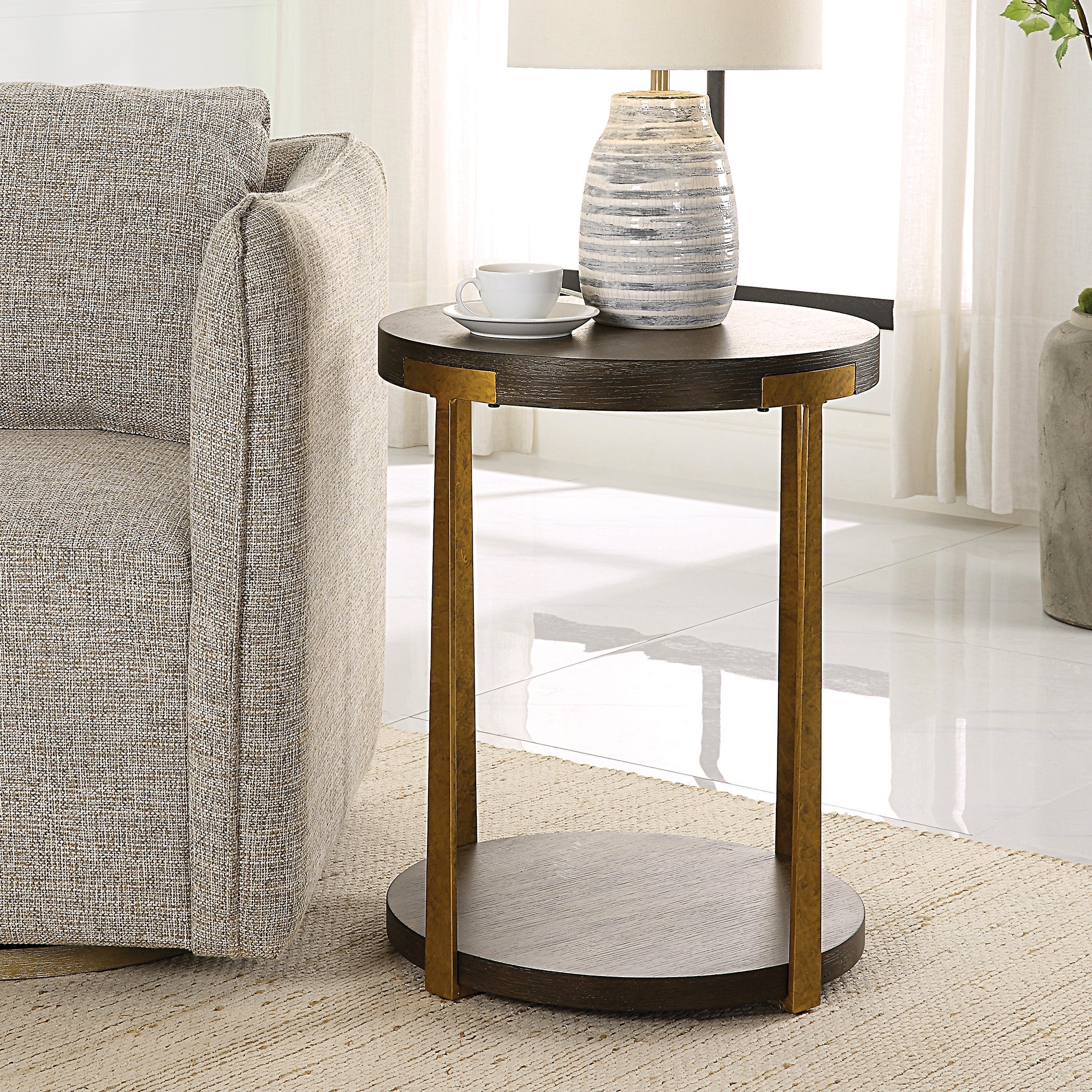 Uttermost Palisade Round Wood Side Table - Image 4
