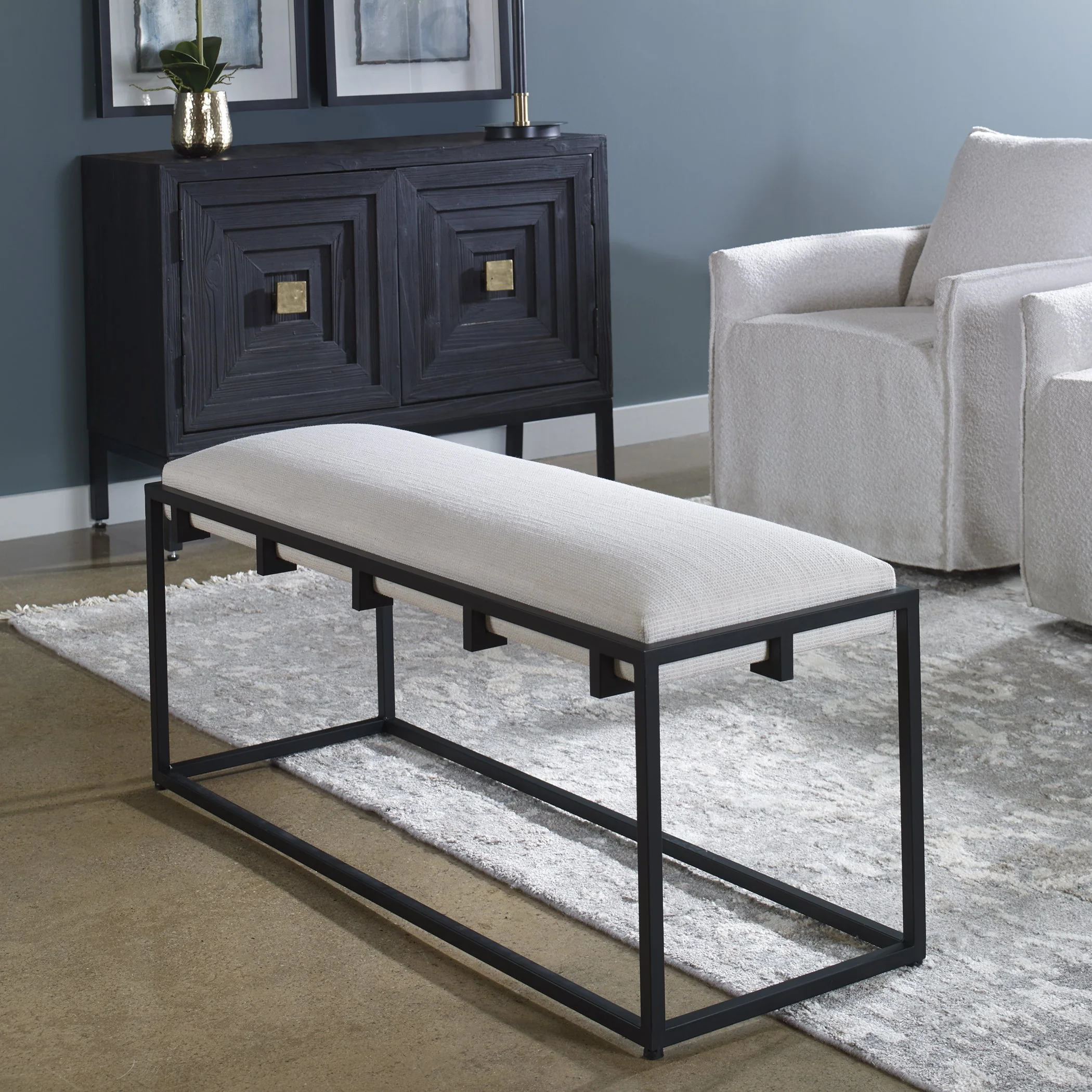 Uttermost Paradox Iron & Fabric Bench - Image 2