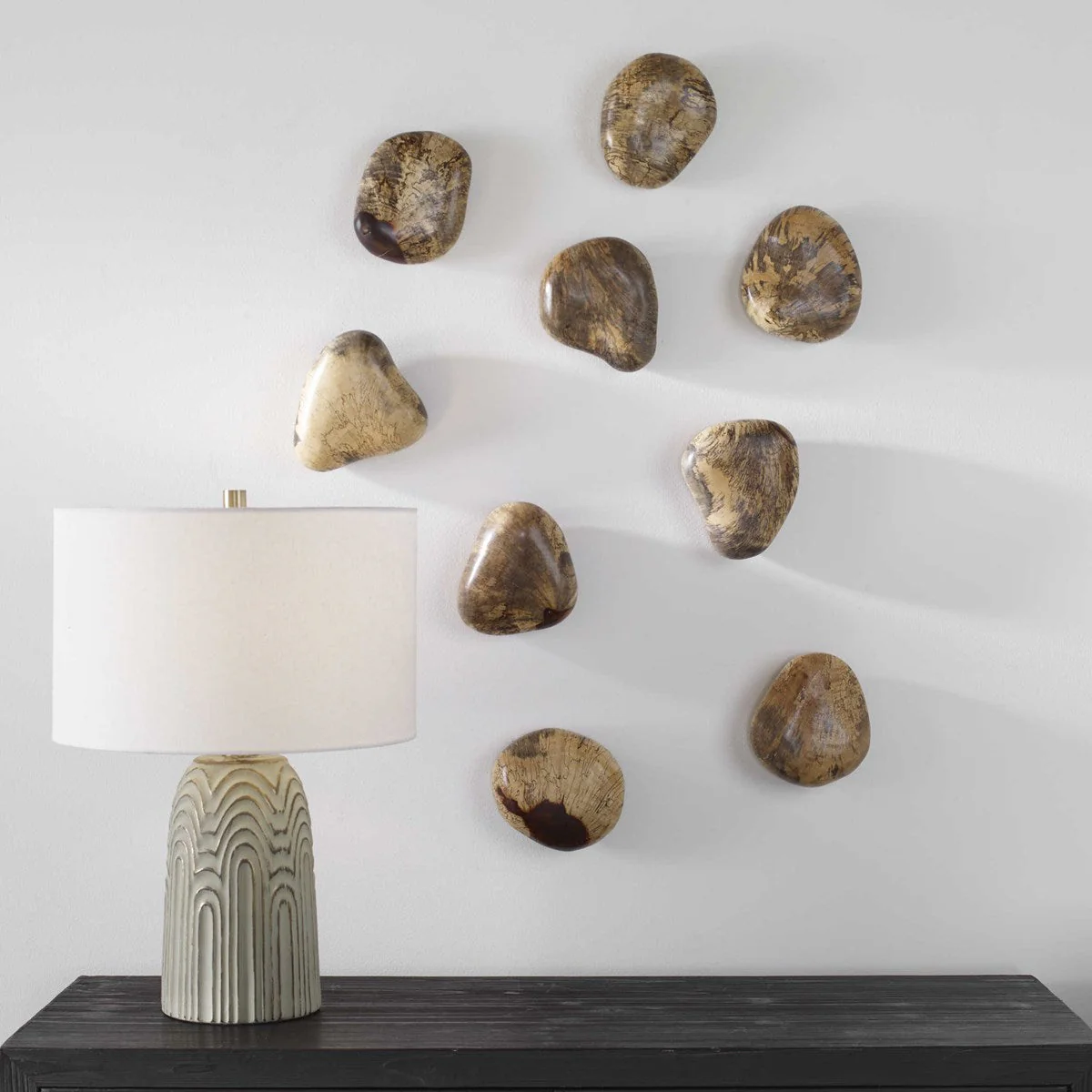 Uttermost Pebbles Wood Wall Decor Blonde, S/9