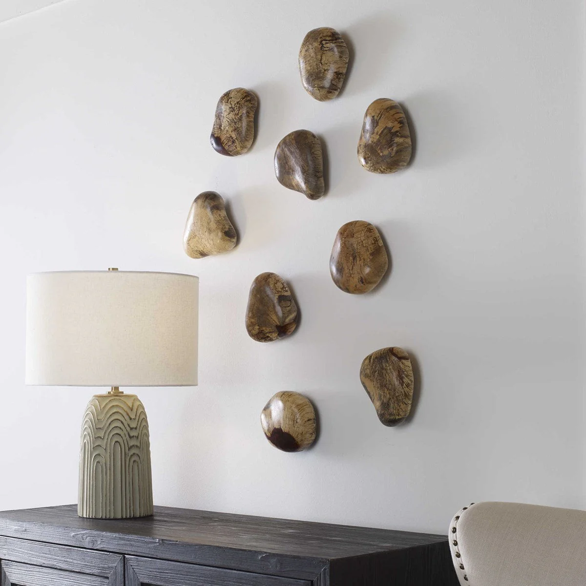 Uttermost Pebbles Wood Wall Decor Blonde, S/9 - Image 3