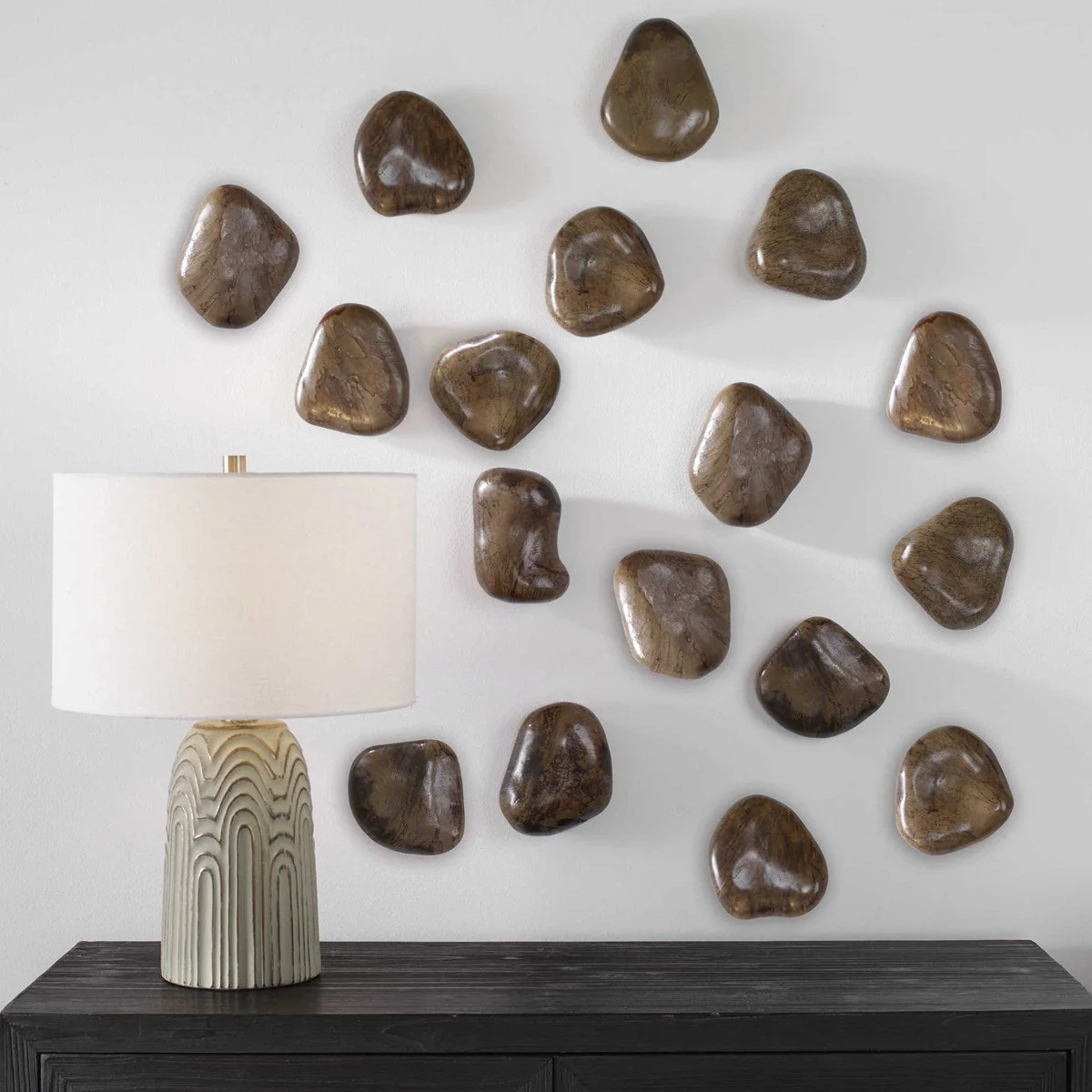 Uttermost Pebbles Wood Wall Decor Walnut, S/9 - Image 3