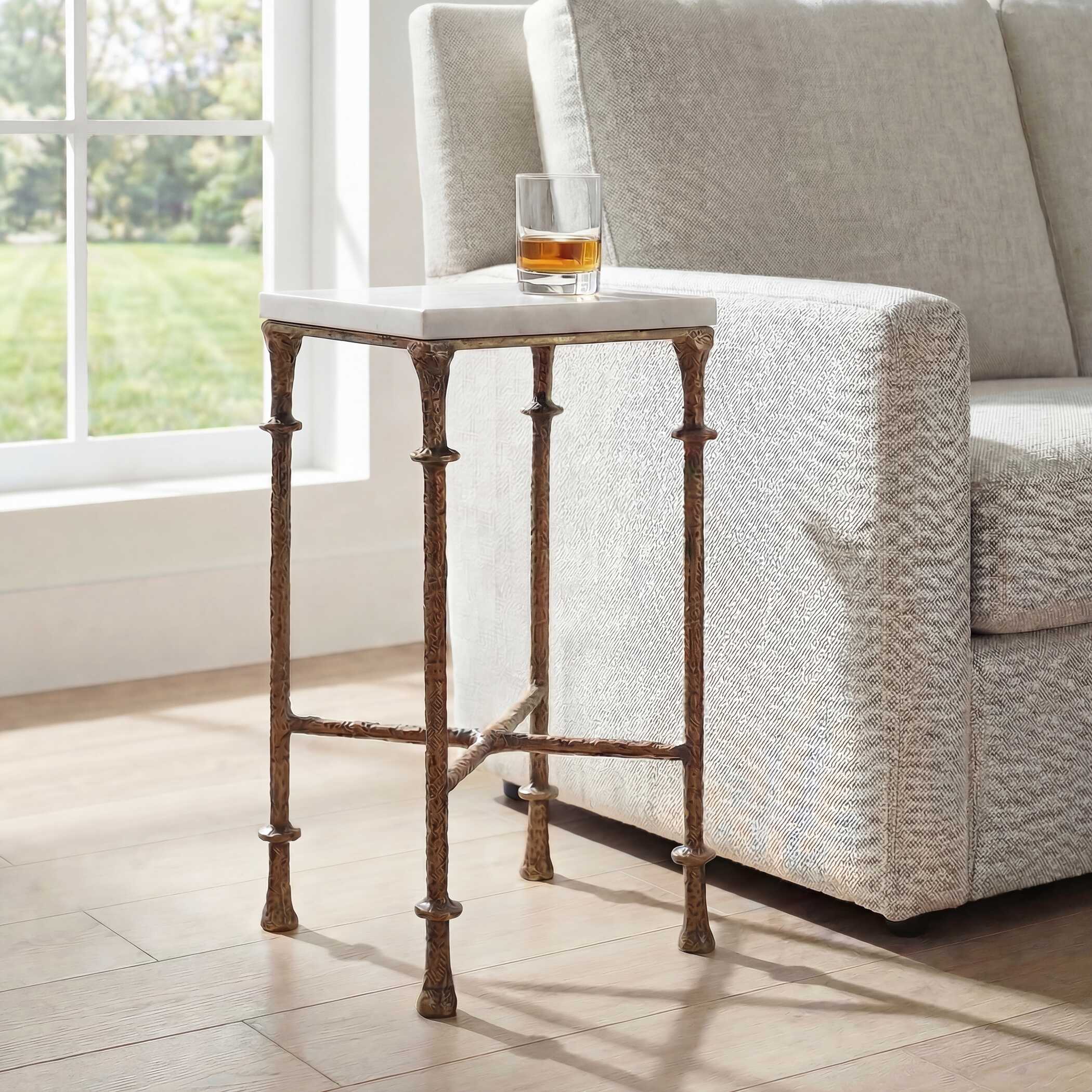 Uttermost Penelope White Marble Accent Table - Image 2