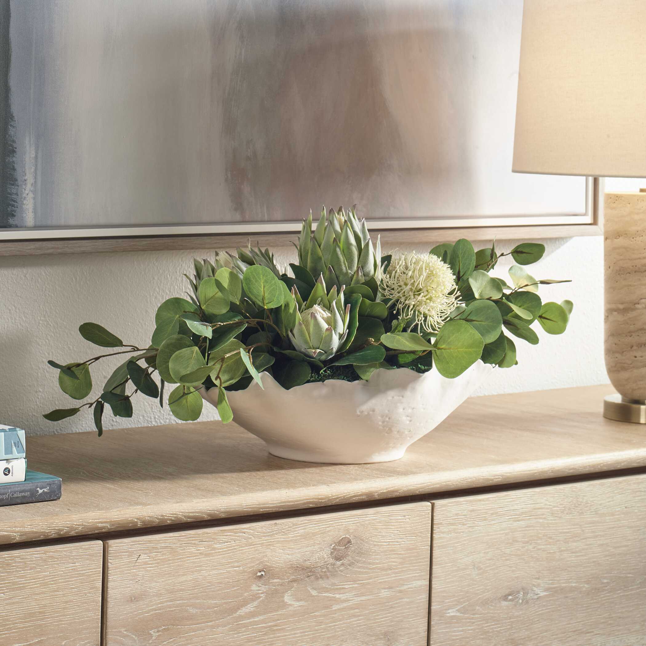 Uttermost Protea Blooms White Bowl Centerpiece - Image 3