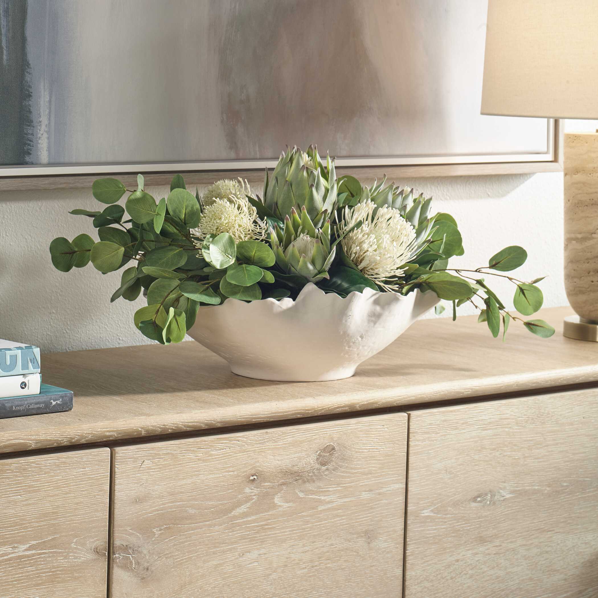 Uttermost Protea Blooms White Bowl Centerpiece - Image 4