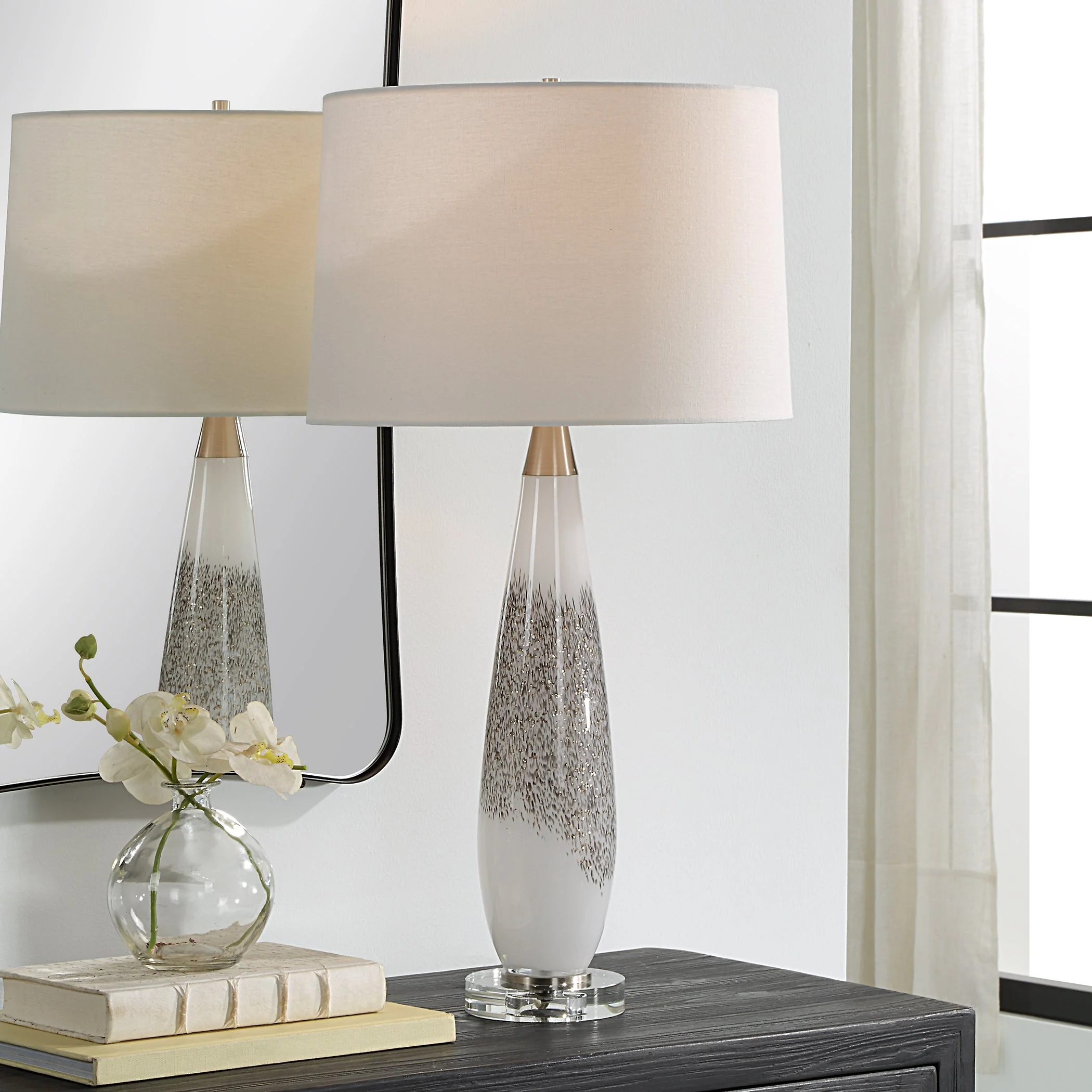Uttermost Quinn White & Silver Table Lamp - Image 2