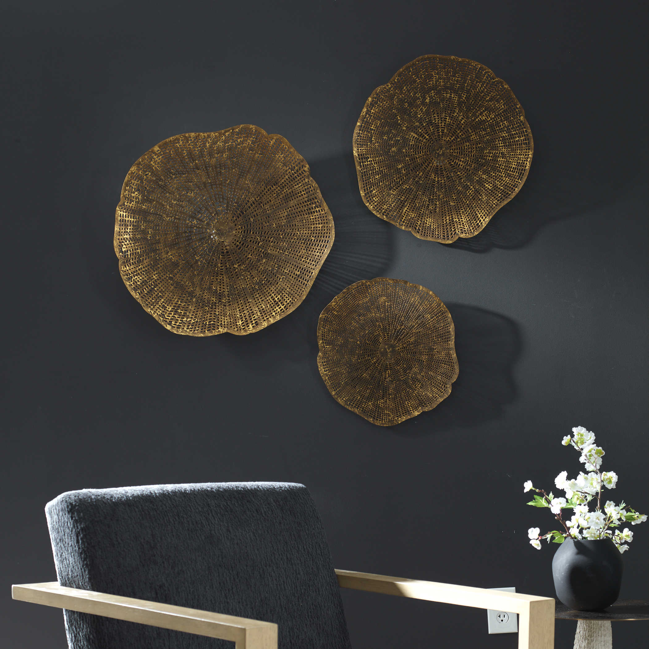 Uttermost Radiance Gold Metal Wall Decor Set/3 - Image 2