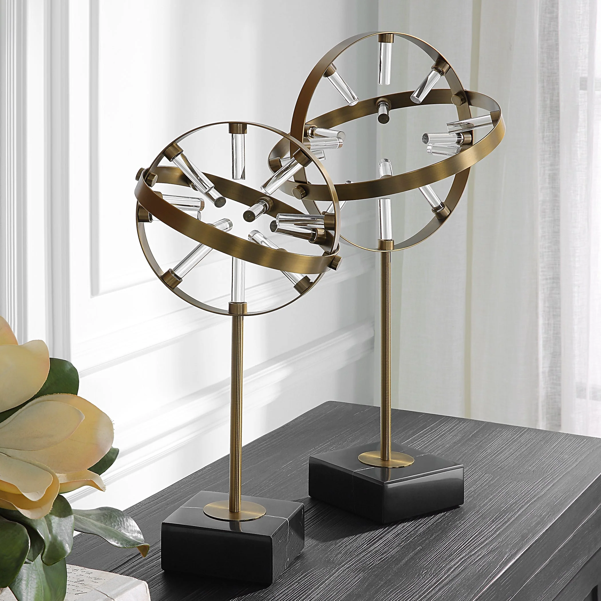 Uttermost Realm Spherical Brass Sculptures, Set Of 2 - Image 2