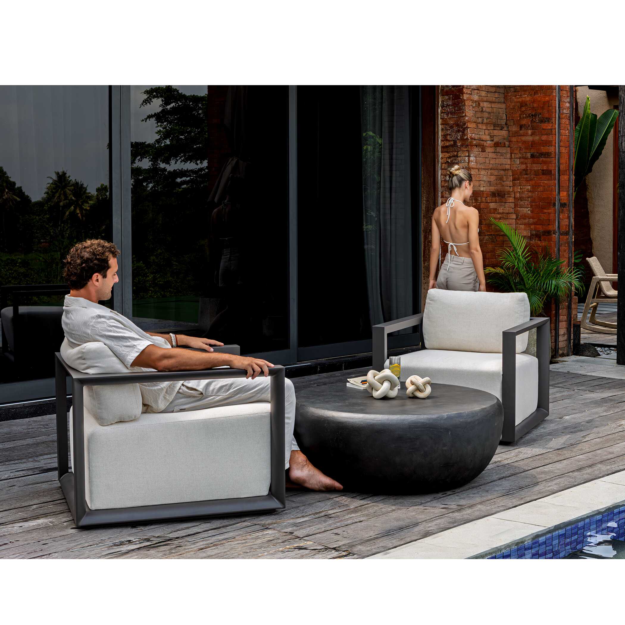 Uttermost Remsen Black/Oyster Outdoor Lounge Chair - Image 12