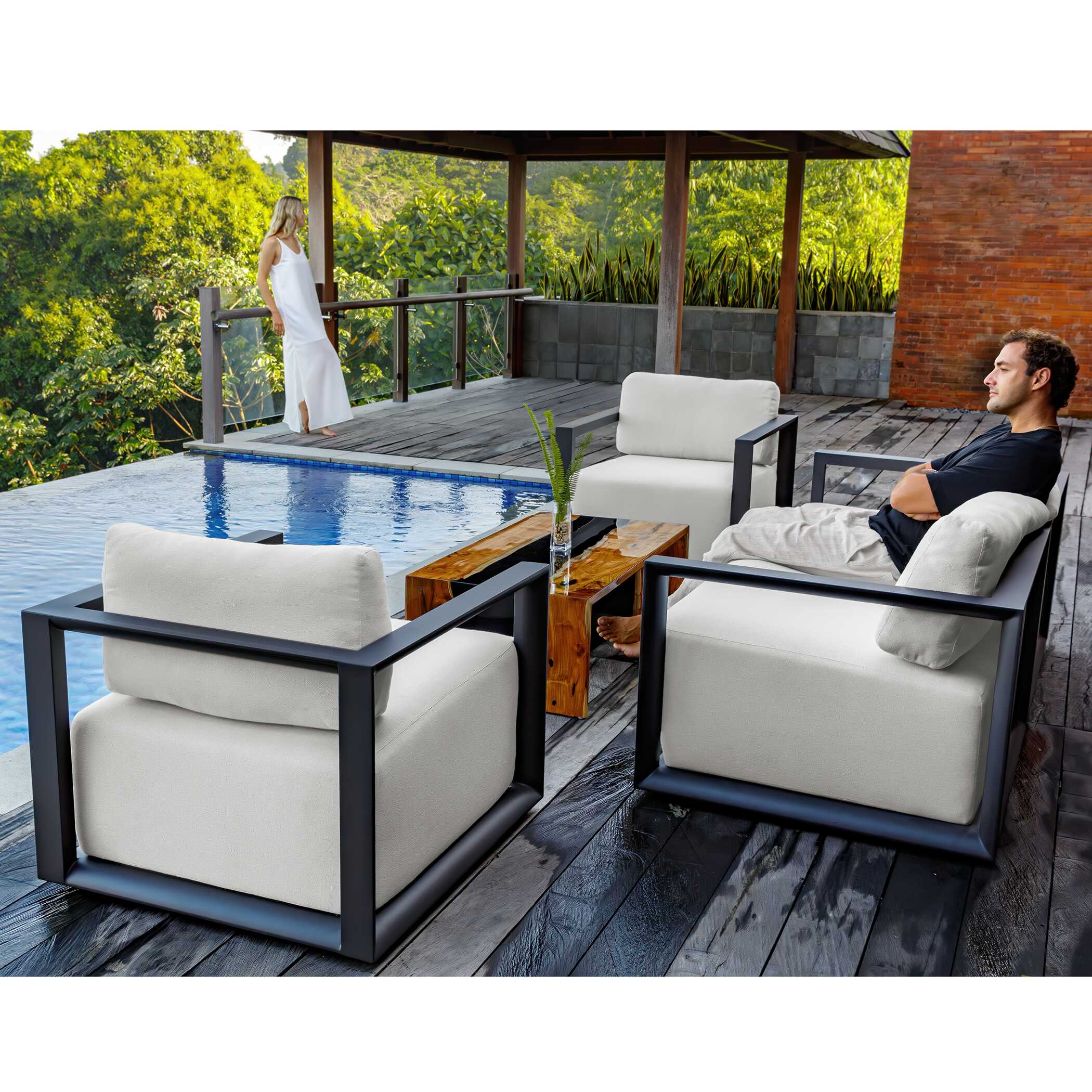 Uttermost Remsen Black/Oyster Outdoor Lounge Chair - Image 14