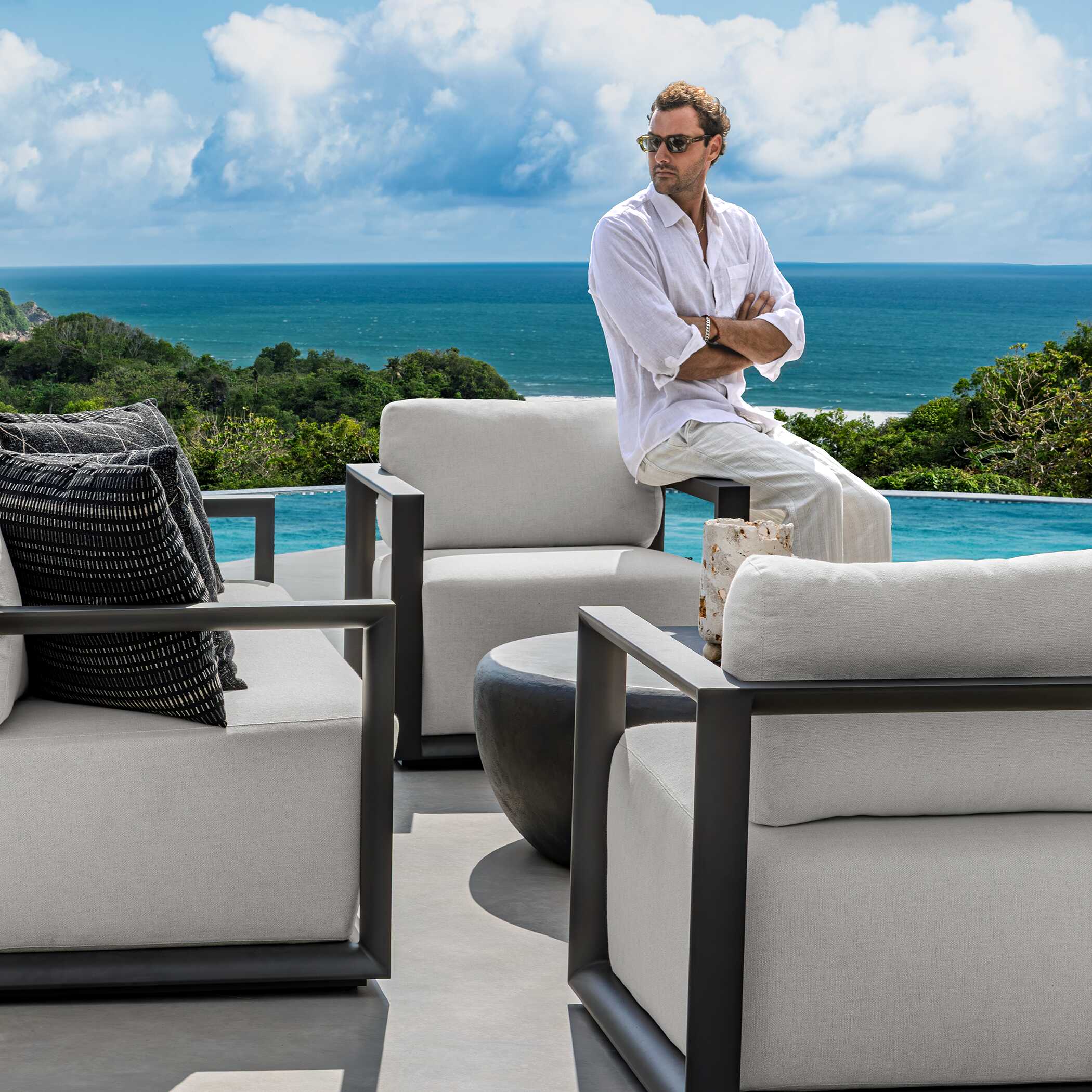 Uttermost Remsen Black/Oyster Outdoor Lounge Chair - Image 7