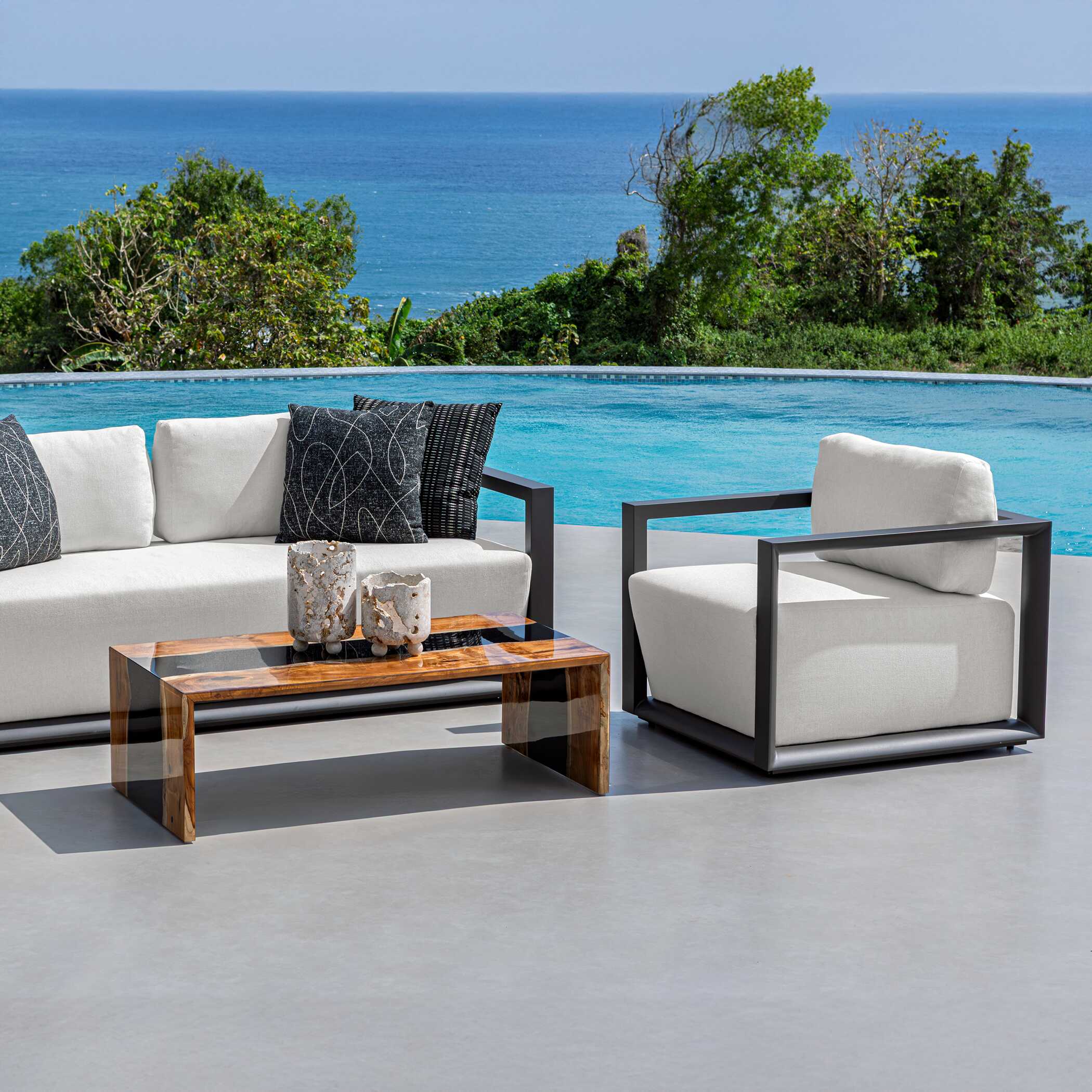 Uttermost Remsen Black/Oyster Outdoor Lounge Chair - Image 8