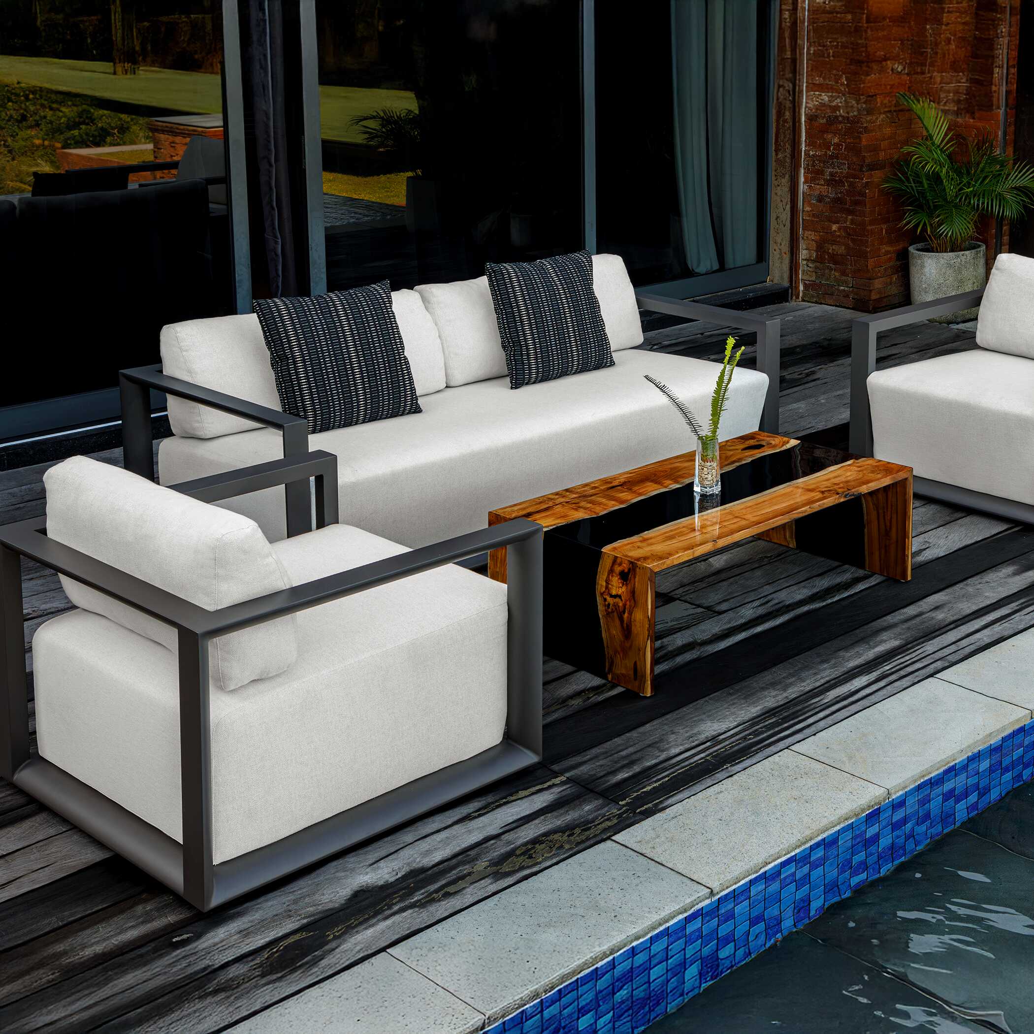 Uttermost Remsen Outdoor Black/Oyster Sofa - Image 9