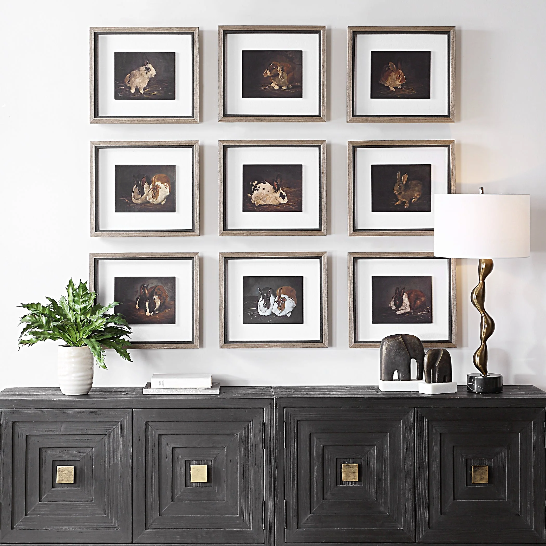 Uttermost Resting Bunny Framed Prints Set/9 - Image 2