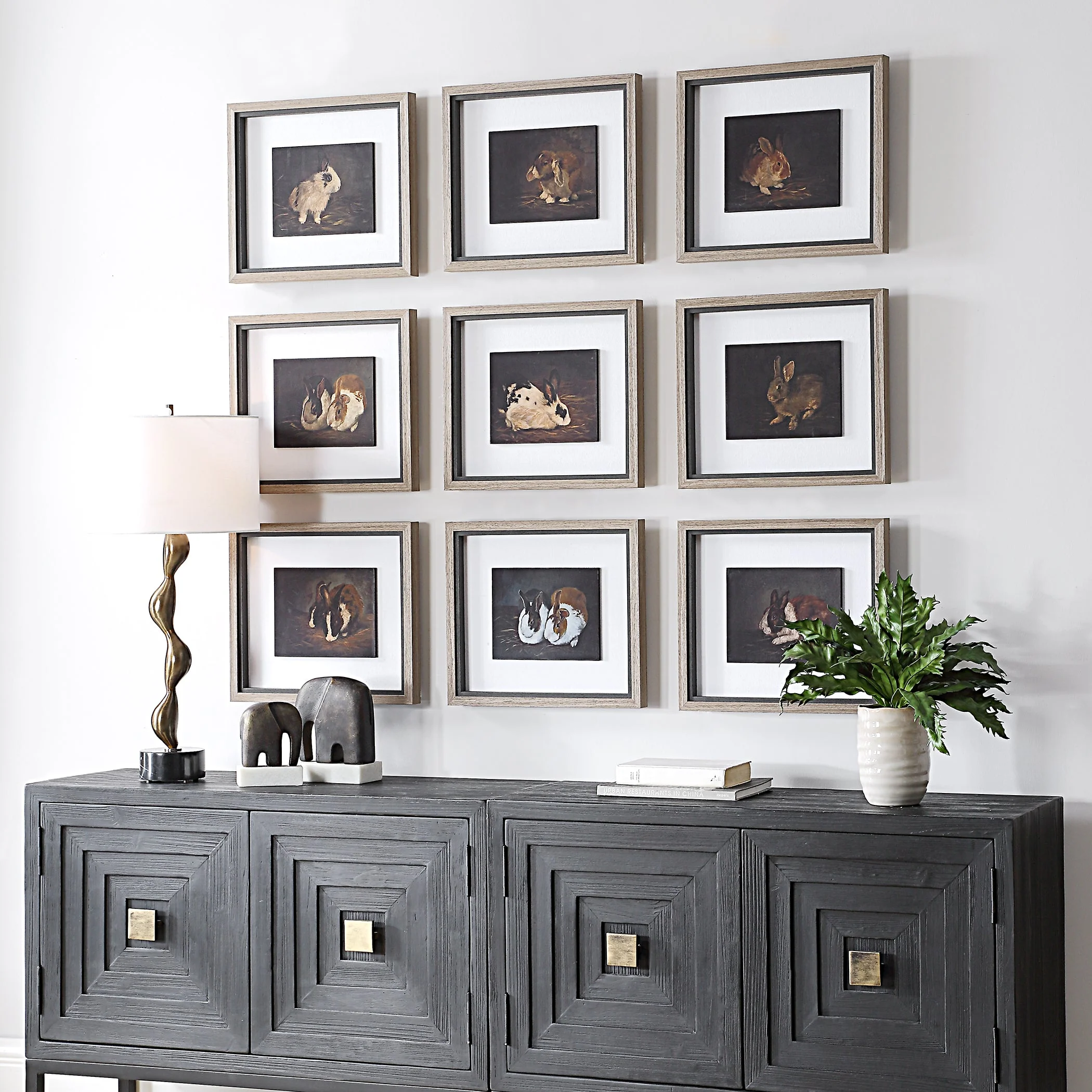 Uttermost Resting Bunny Framed Prints Set/9 - Image 3