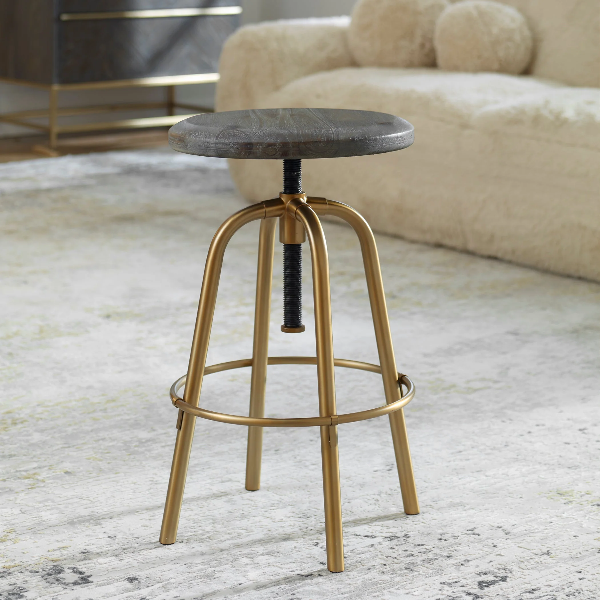 Uttermost Revolve Brass Counter Stool - Image 2