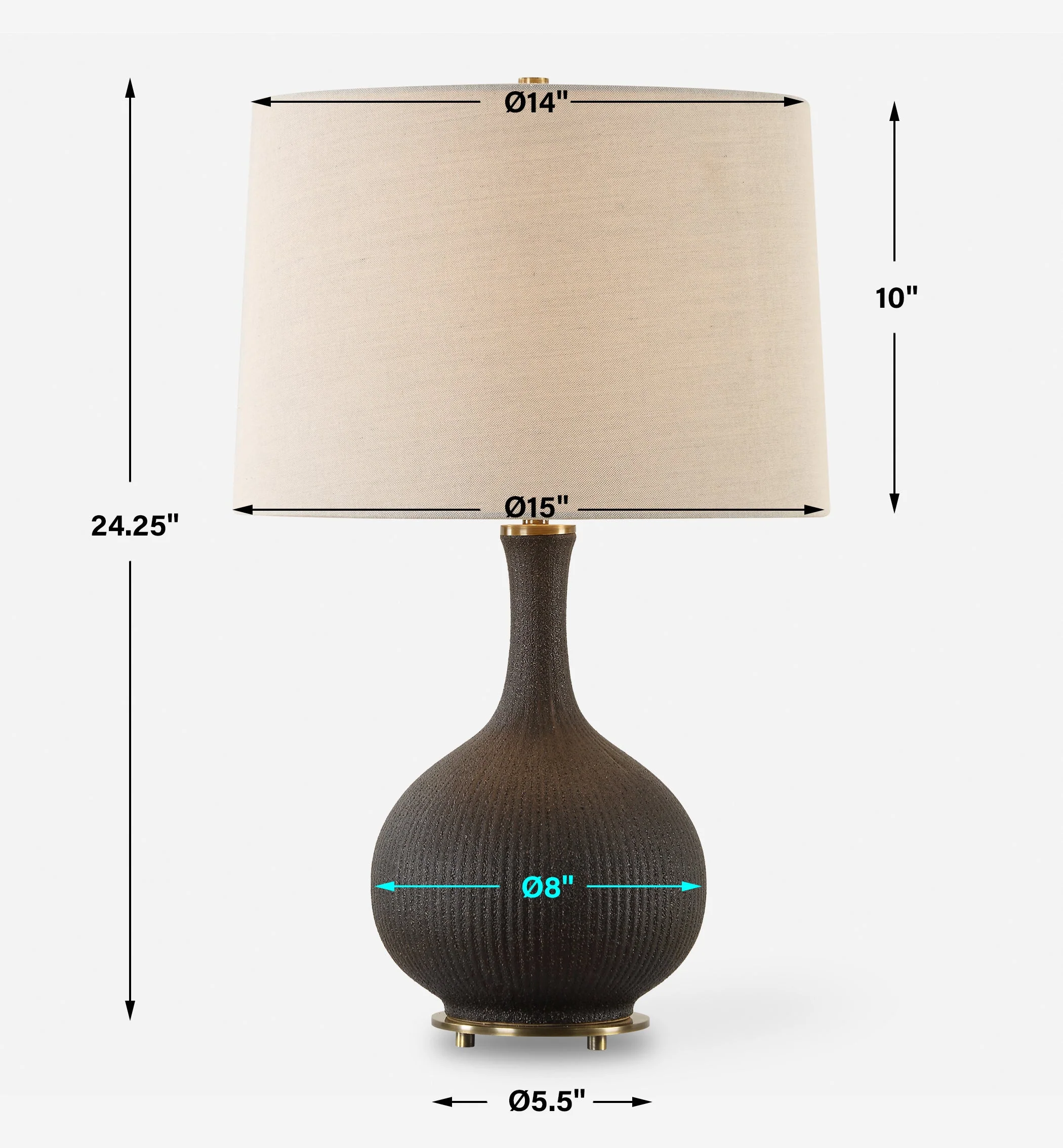 Uttermost Rimini Black Glaze Table Lamp - Image 3