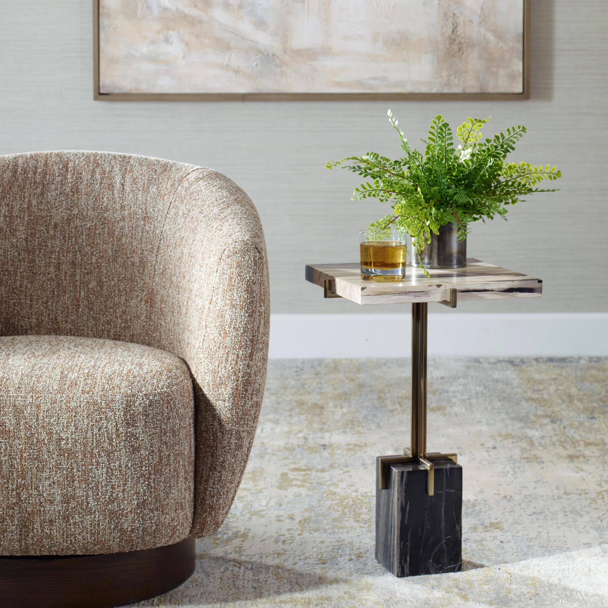 Uttermost Rowman Petrified Wood Accent Table - Image 3