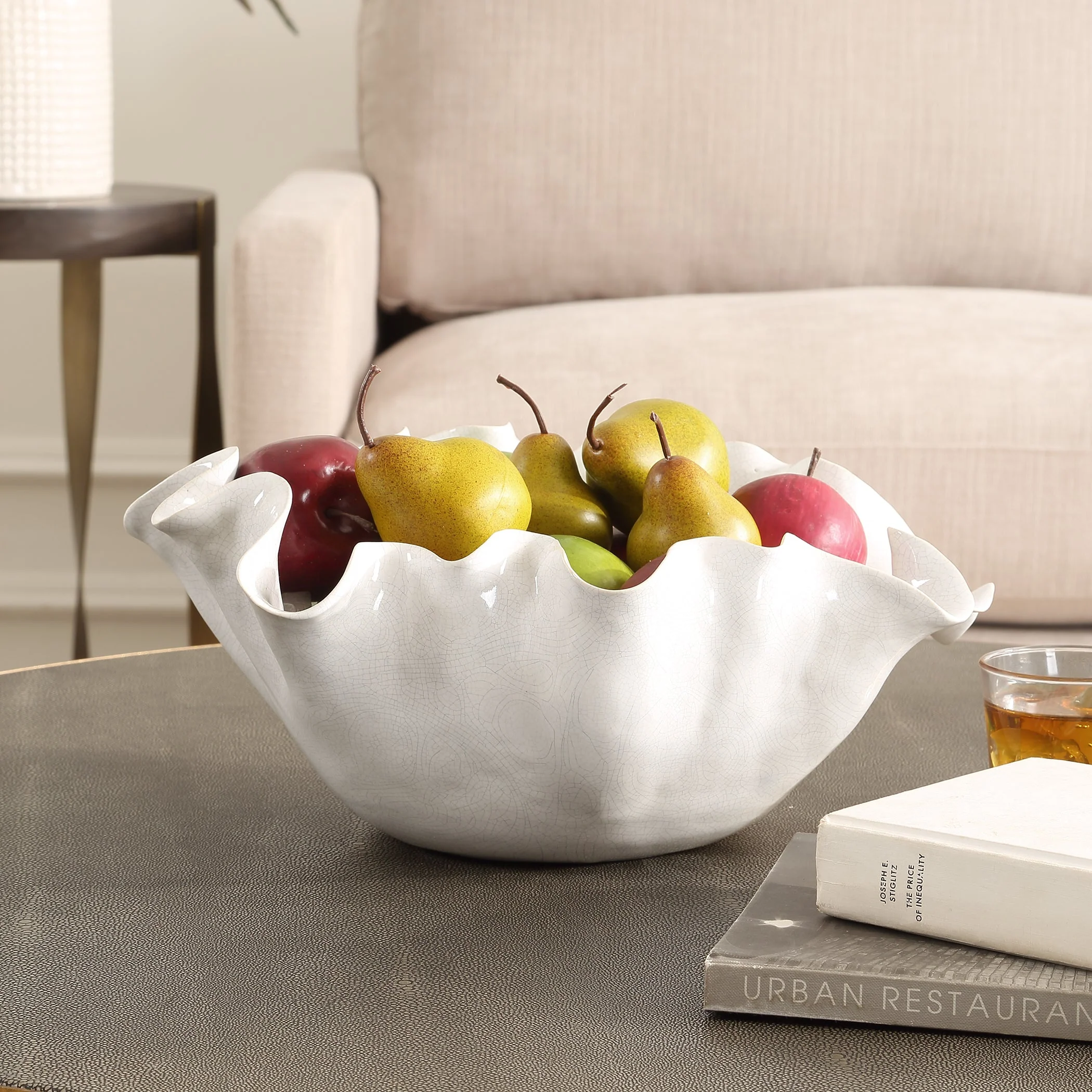 Uttermost Ruffle White Bloom Bowl - Image 2