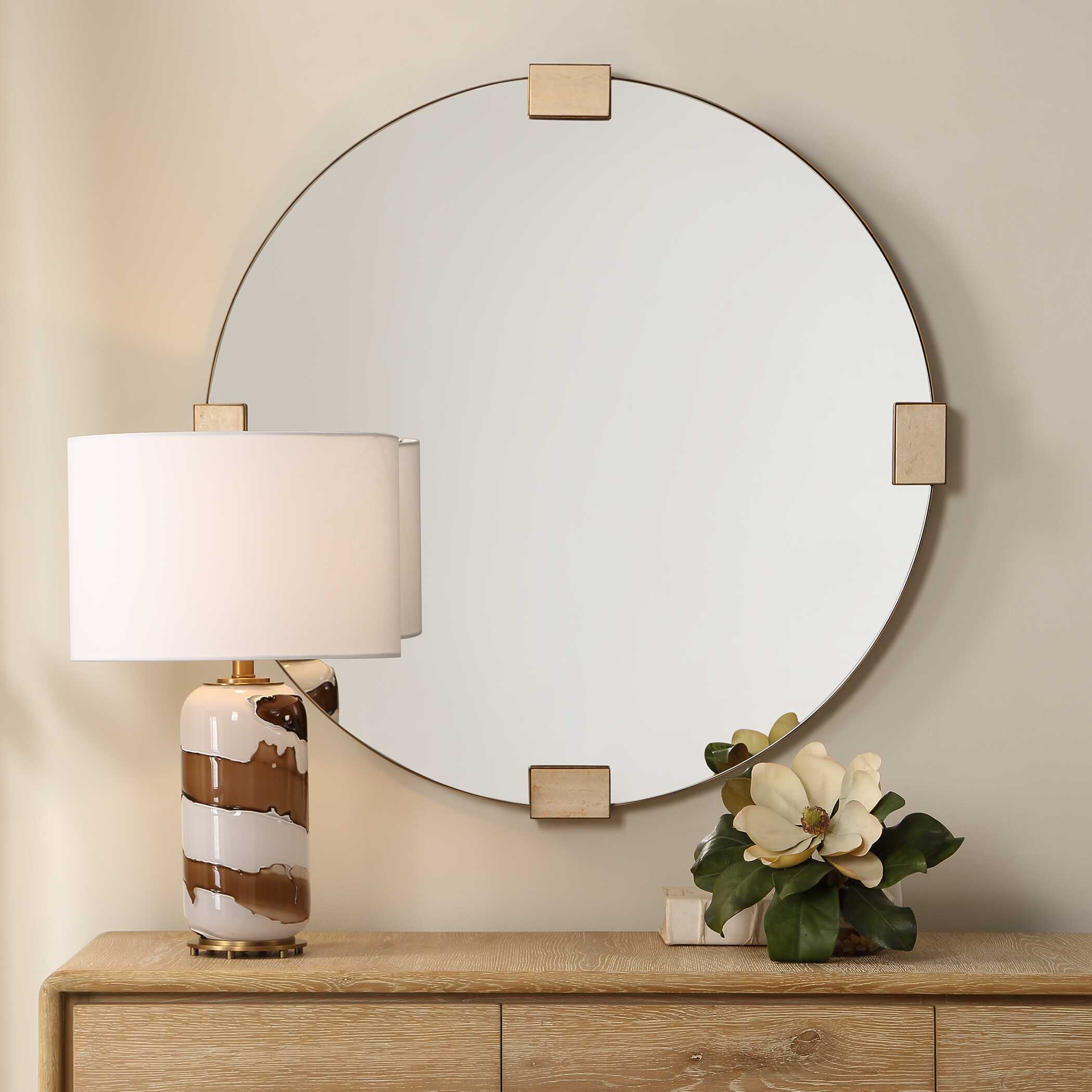 Uttermost Russo Travertine Round Mirror - Image 2