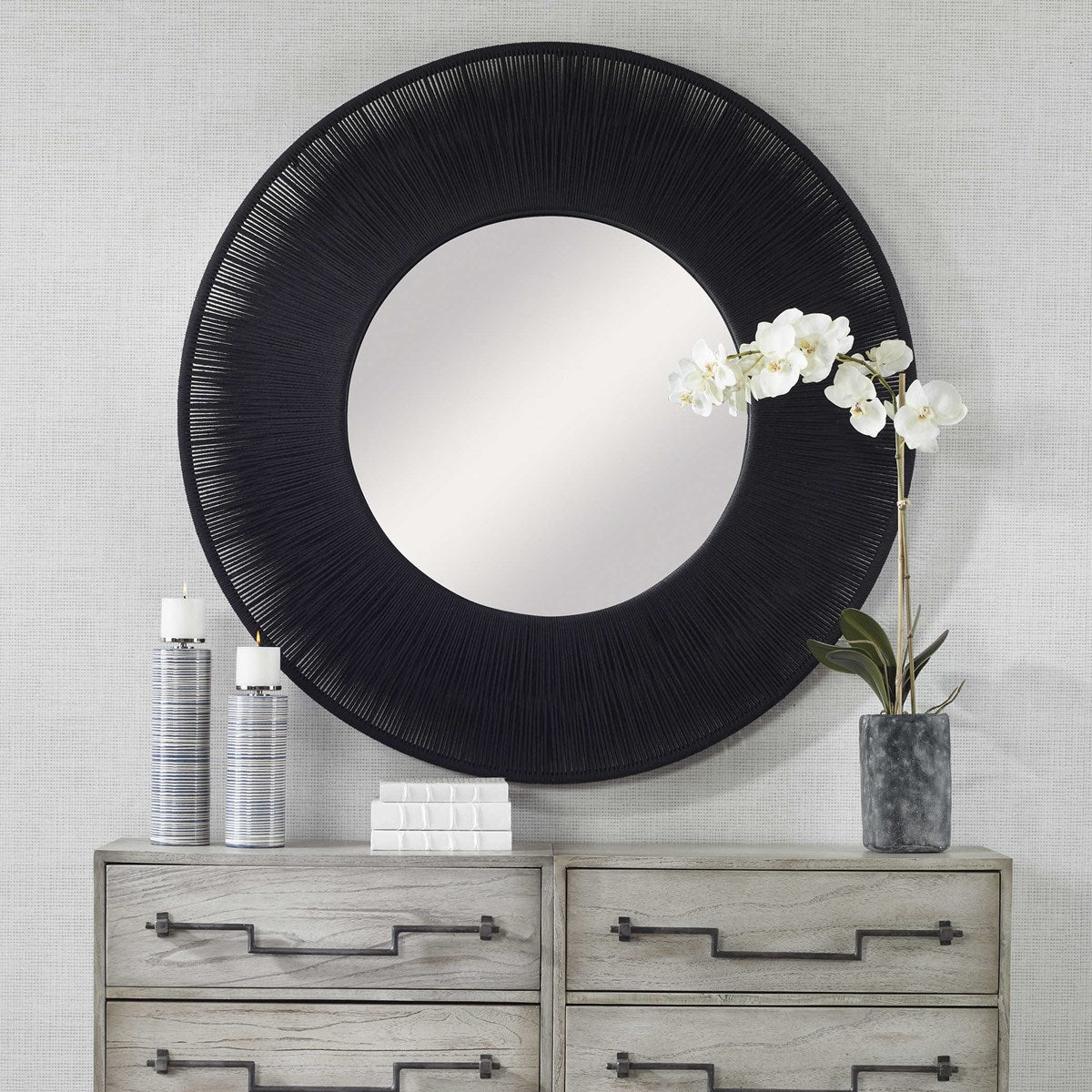 Uttermost Sailor's Knot Round Mirror - Black