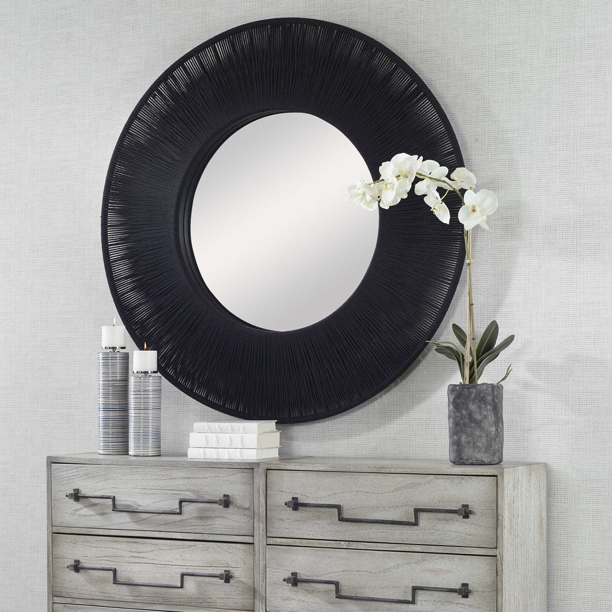 Uttermost Sailor's Knot Round Mirror - Black - Image 3
