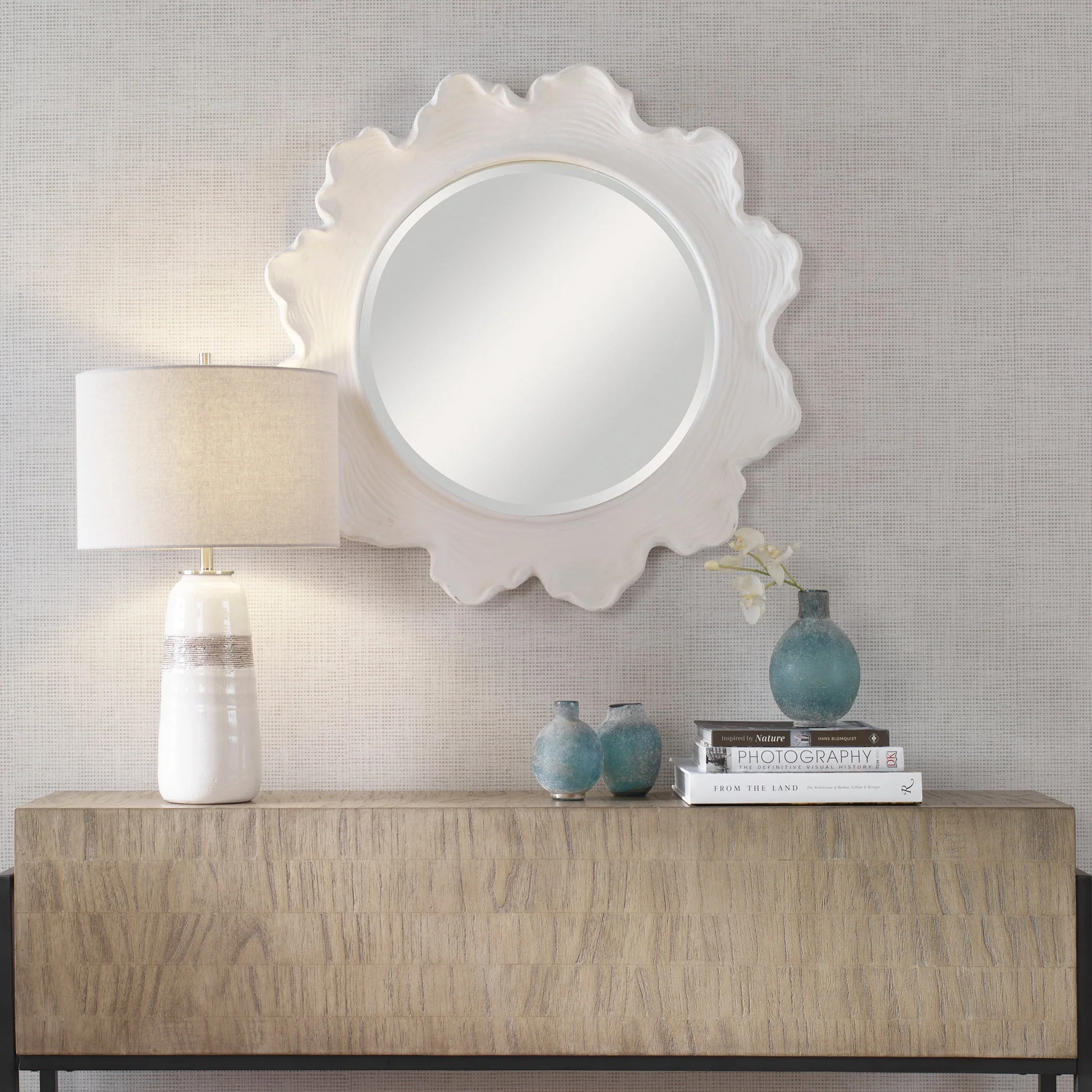 Uttermost Sea Coral White Round Mirror - Image 4