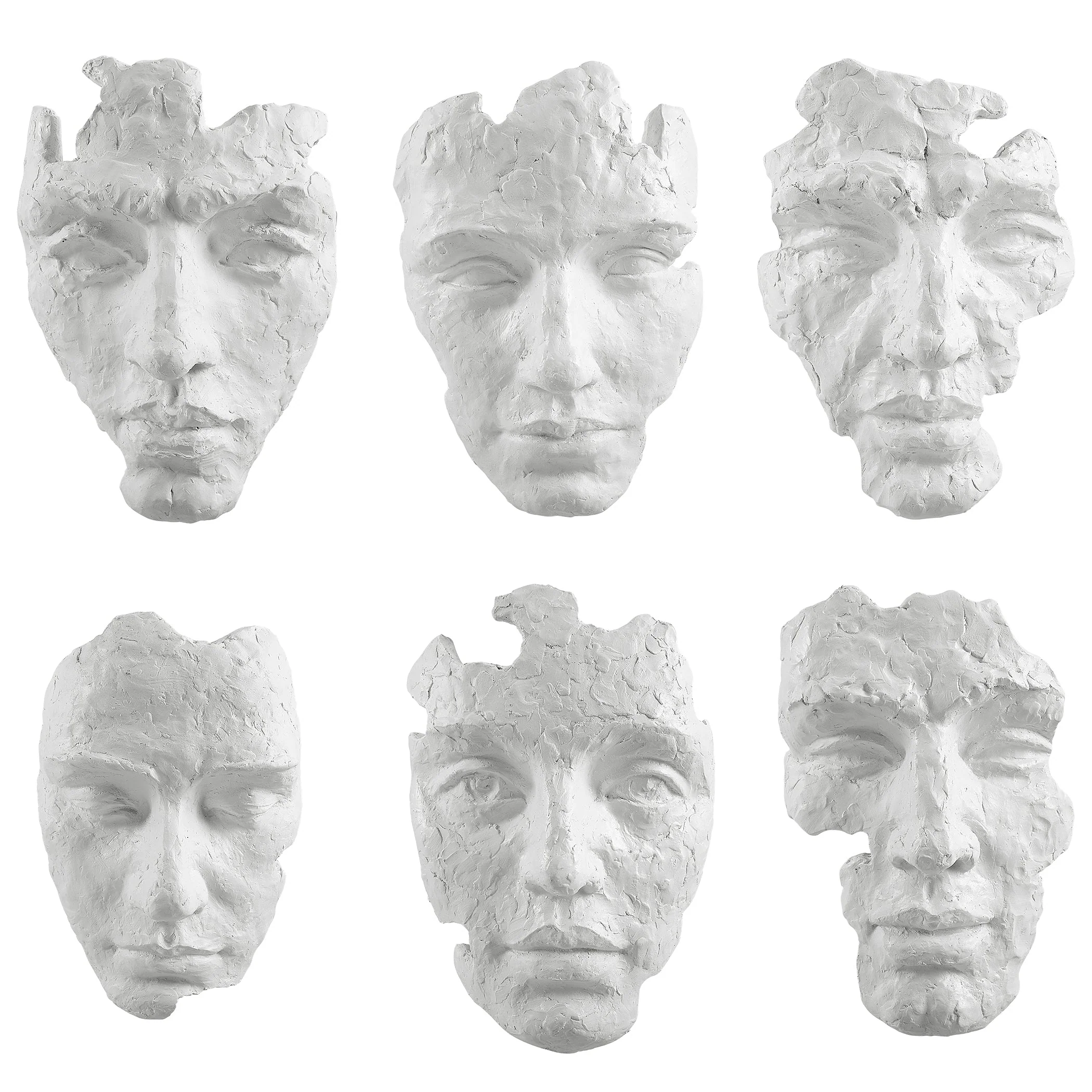 Uttermost Self-Portrait White Mask Wall Decor, Set/6 - CLOSEOUT