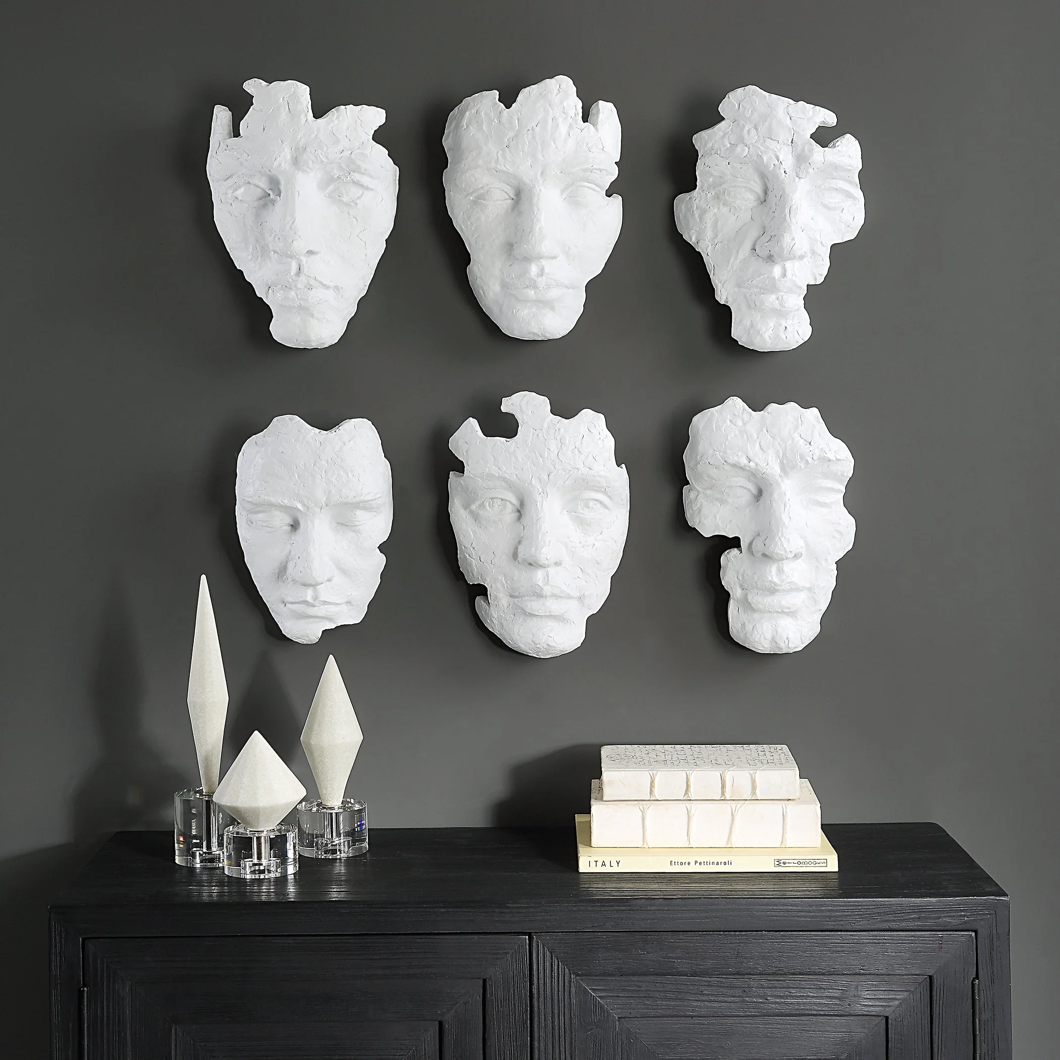 Uttermost Self-Portrait White Mask Wall Decor, Set/6 - CLOSEOUT - Image 2