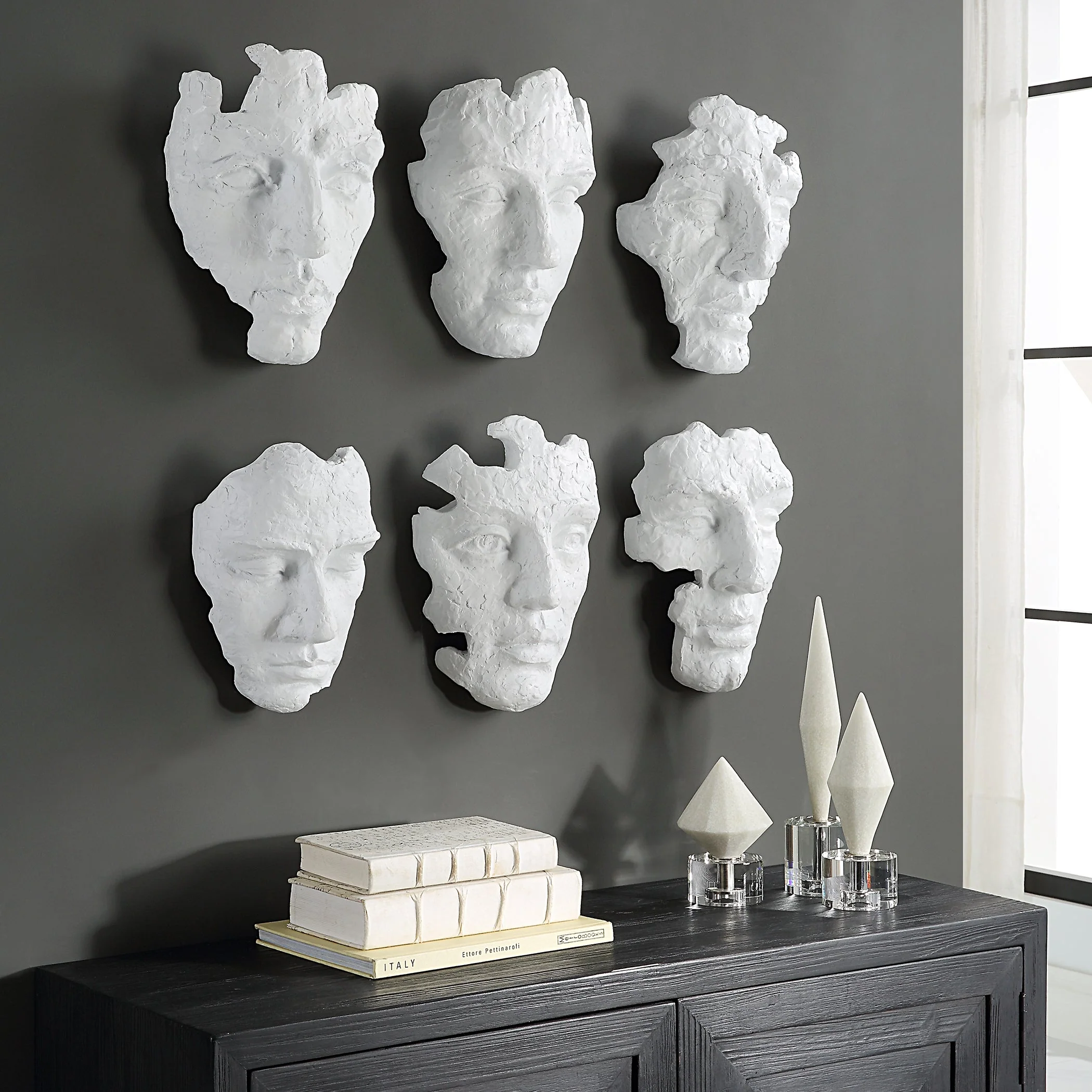 Uttermost Self-Portrait White Mask Wall Decor, Set/6 - CLOSEOUT - Image 3