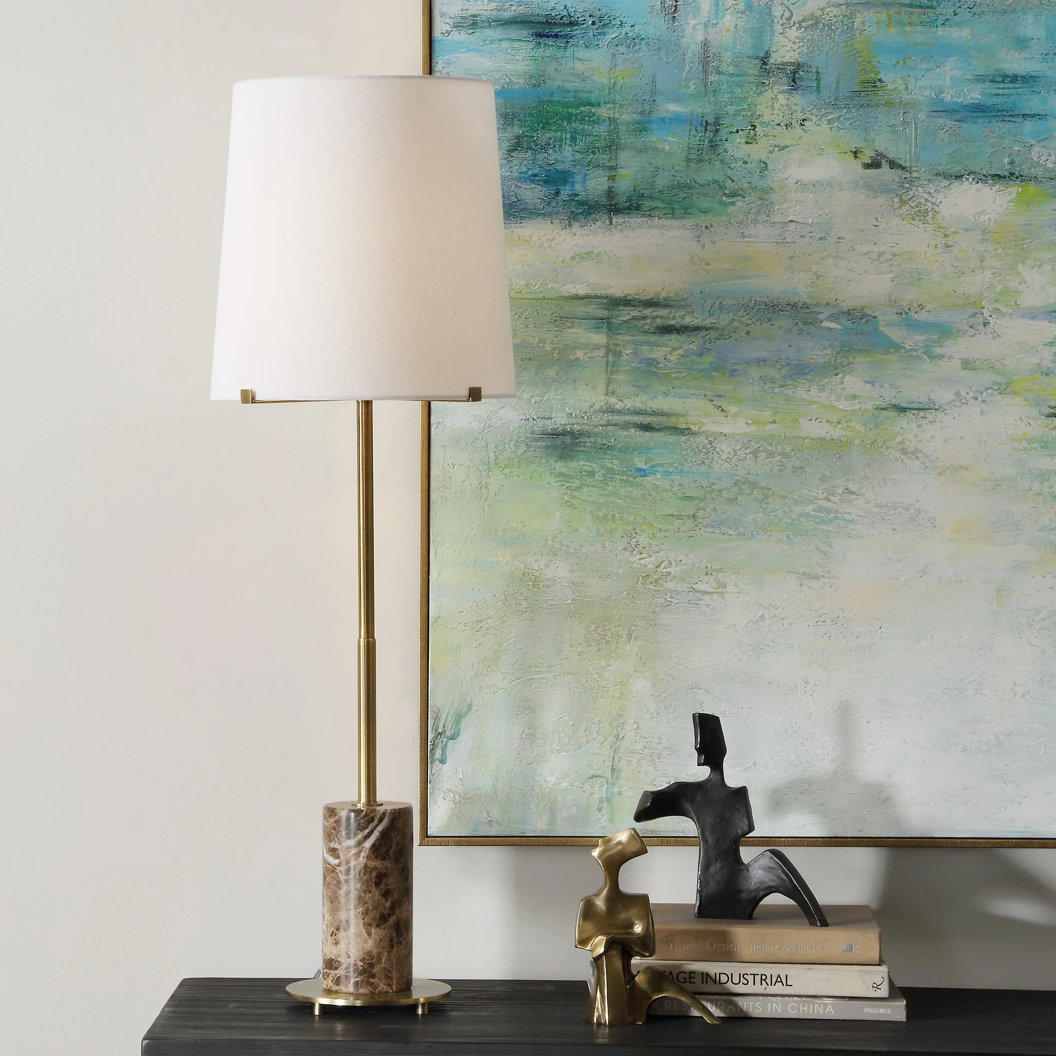 Uttermost Sepia Brown Marble Buffet Lamp - Image 2