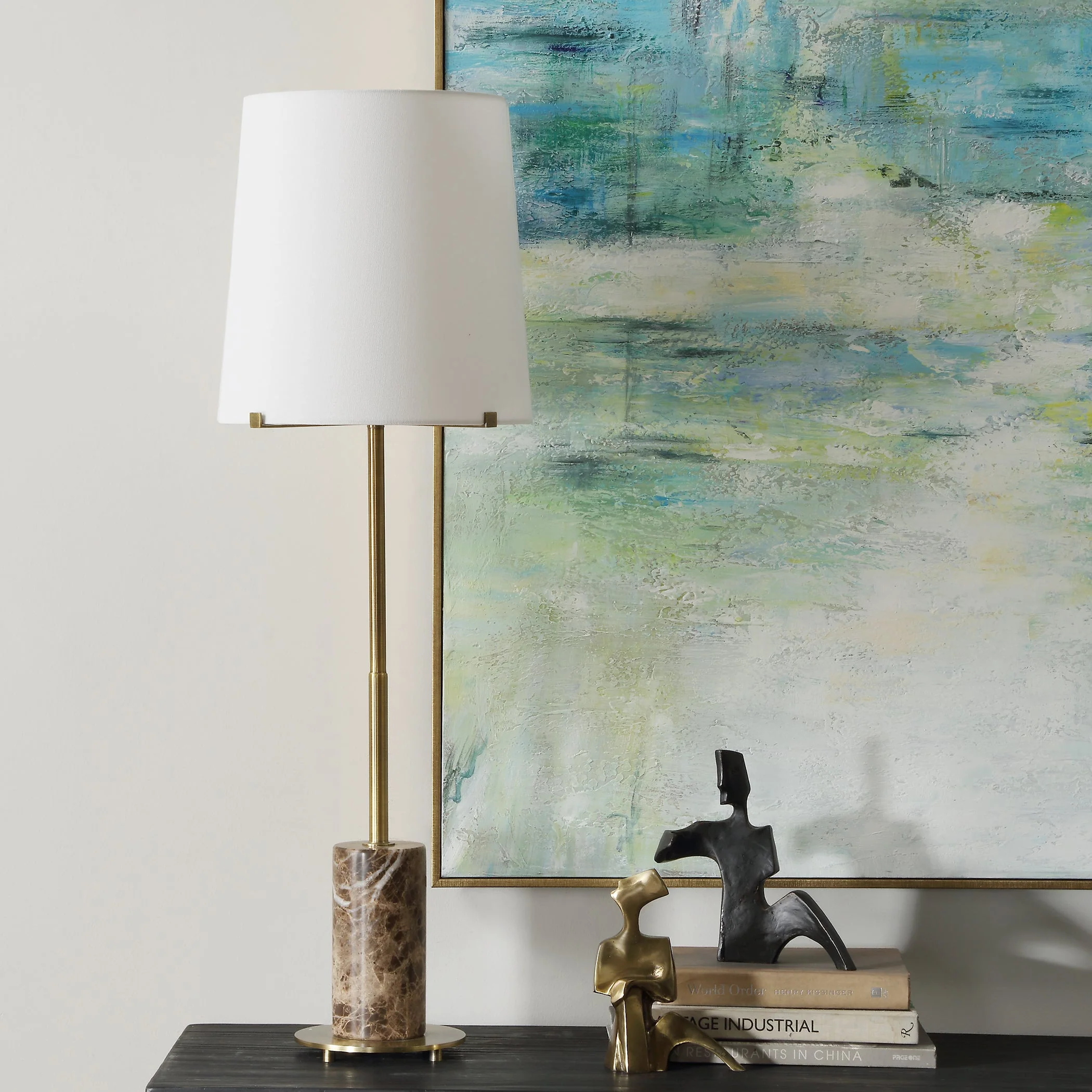 Uttermost Sepia Brown Marble Buffet Lamp - Image 3