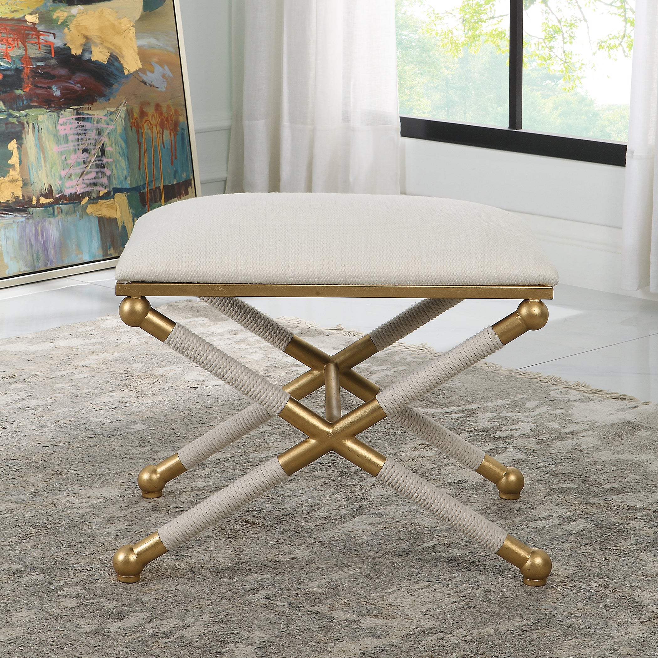 Uttermost Socialite White Small Bench - Image 3