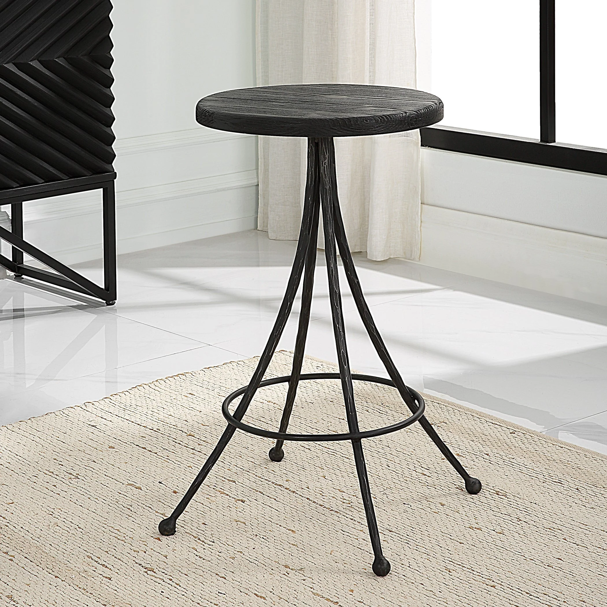 Uttermost Sona Black Counter Stool - CLOSEOUT - Image 2
