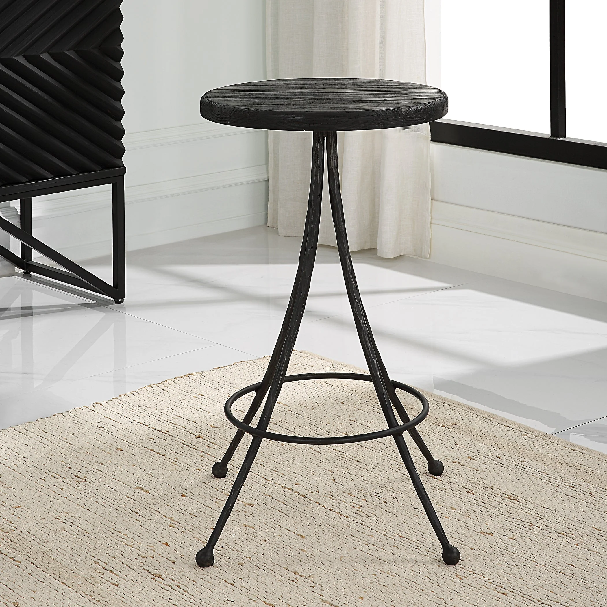 Uttermost Sona Black Counter Stool - CLOSEOUT - Image 3
