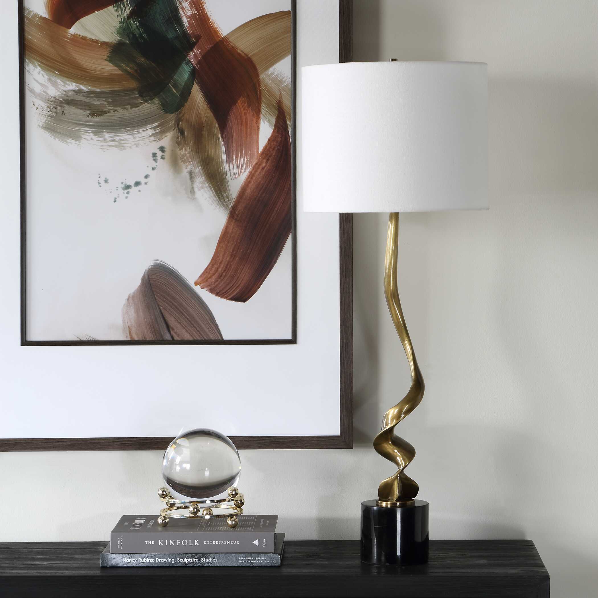 Uttermost Spiraling Cordless Brass Buffet Lamp - Image 3