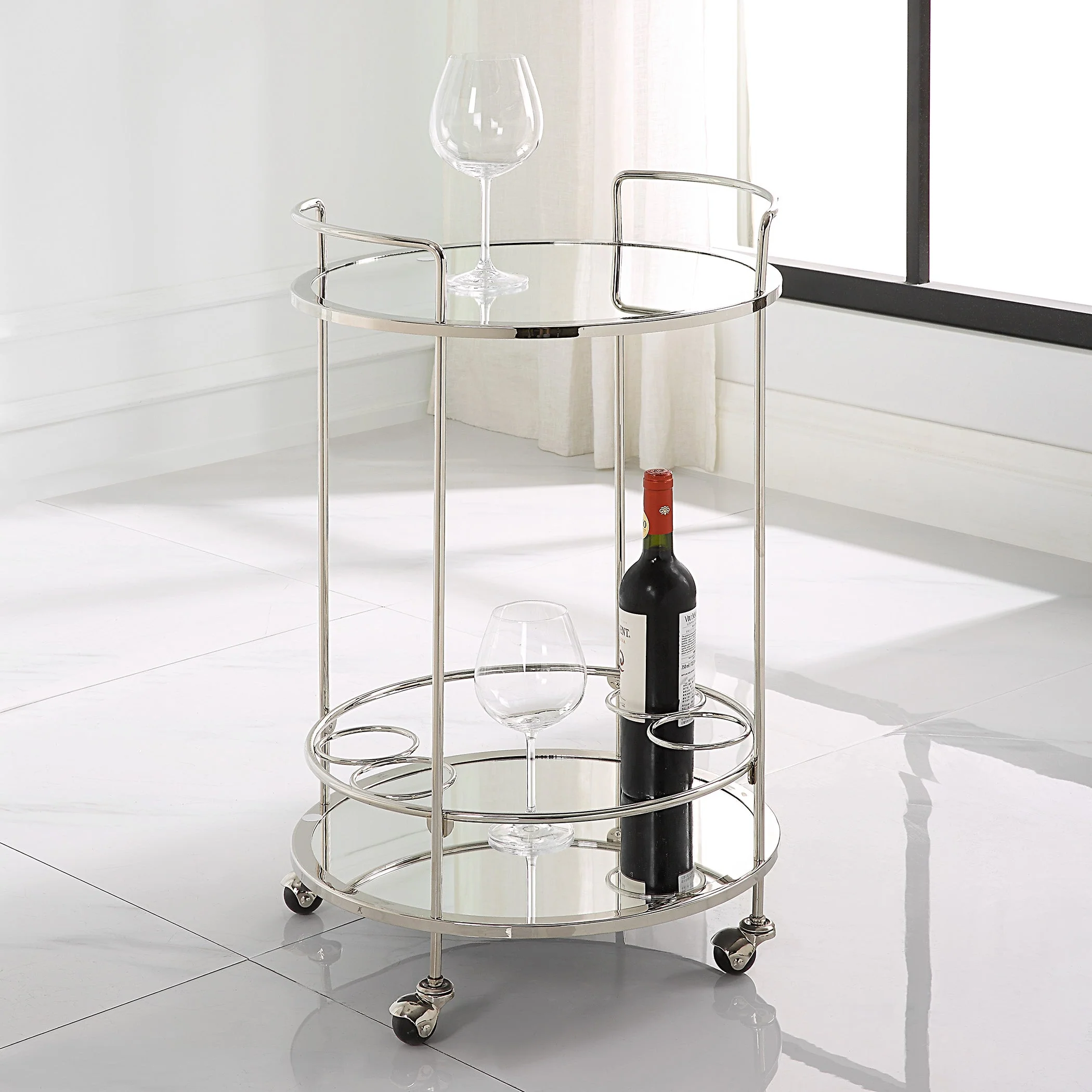 Uttermost Spritz Chrome Bar Cart - CLOSEOUT - Image 2