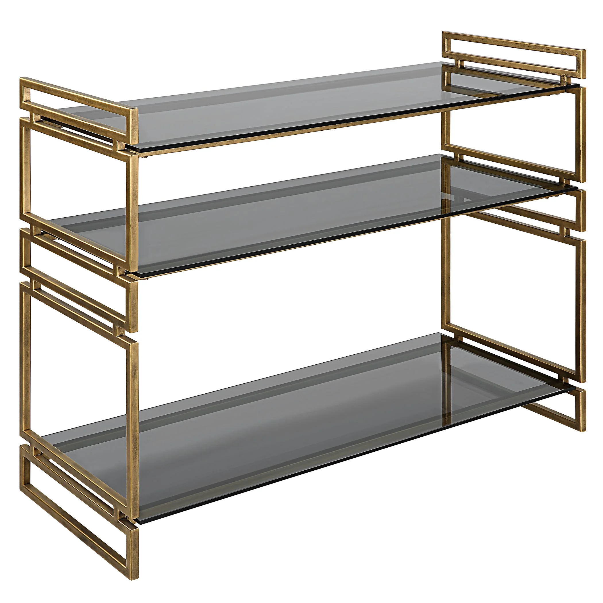 Uttermost Stacked Up Gray Glass Console Table - Image 4
