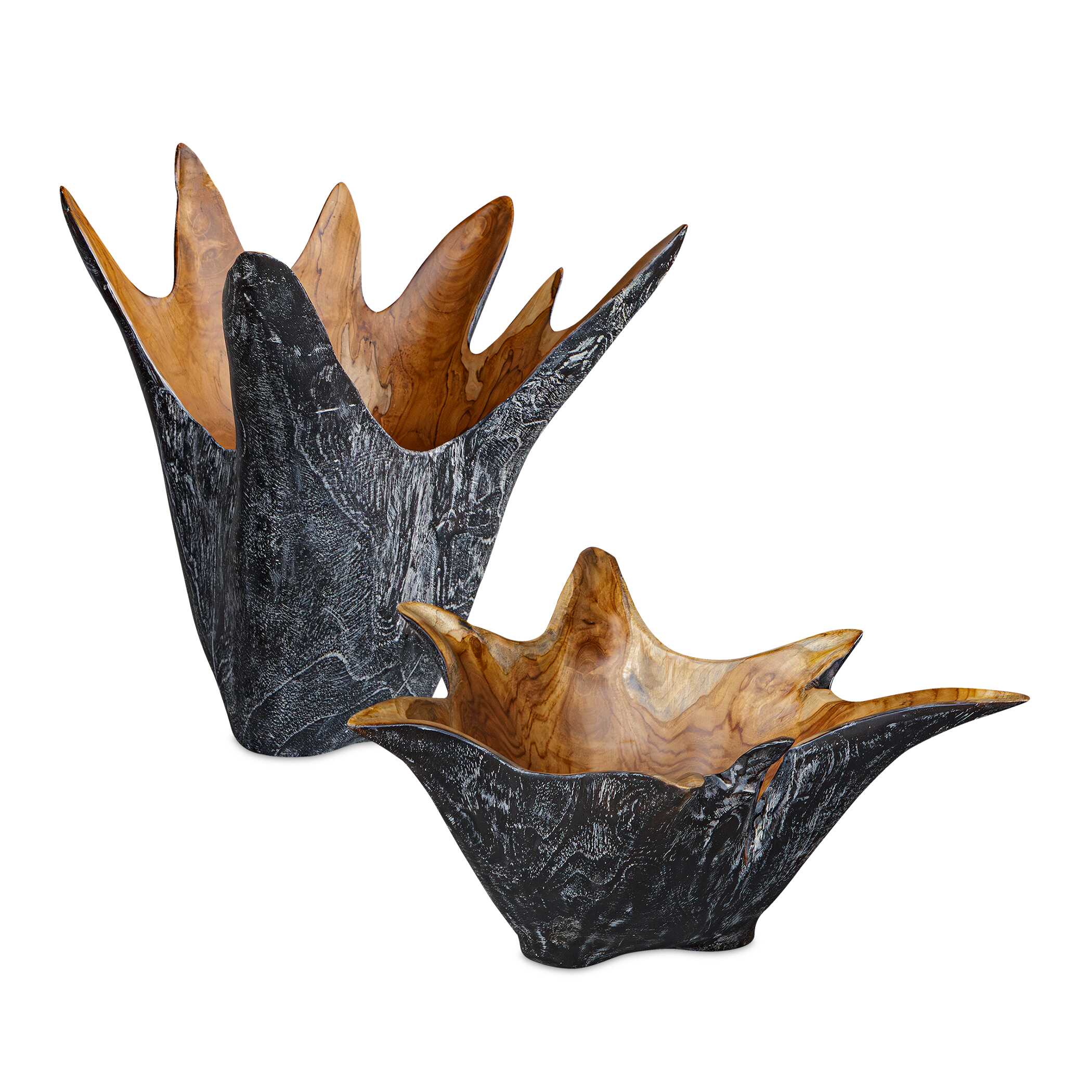 Uttermost Starpetal Indoor-Outdoor Wooden Bowls Set/2