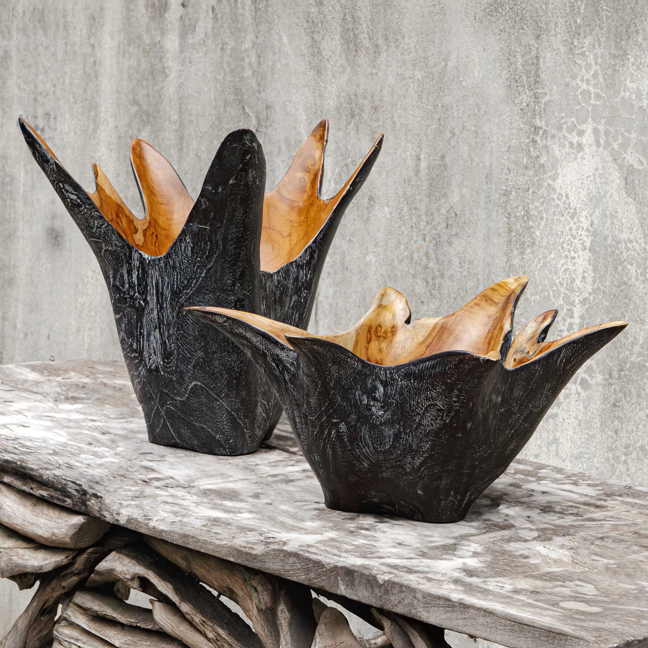 Uttermost Starpetal Indoor-Outdoor Wooden Bowls Set/2 - Image 5