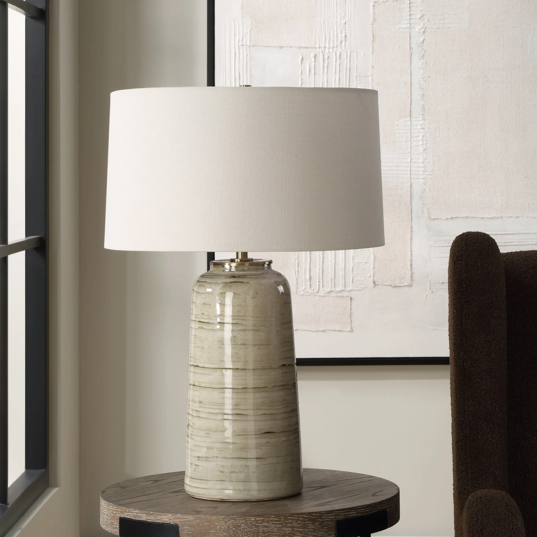 Uttermost Strata Tan Glaze Table Lamp - Image 3