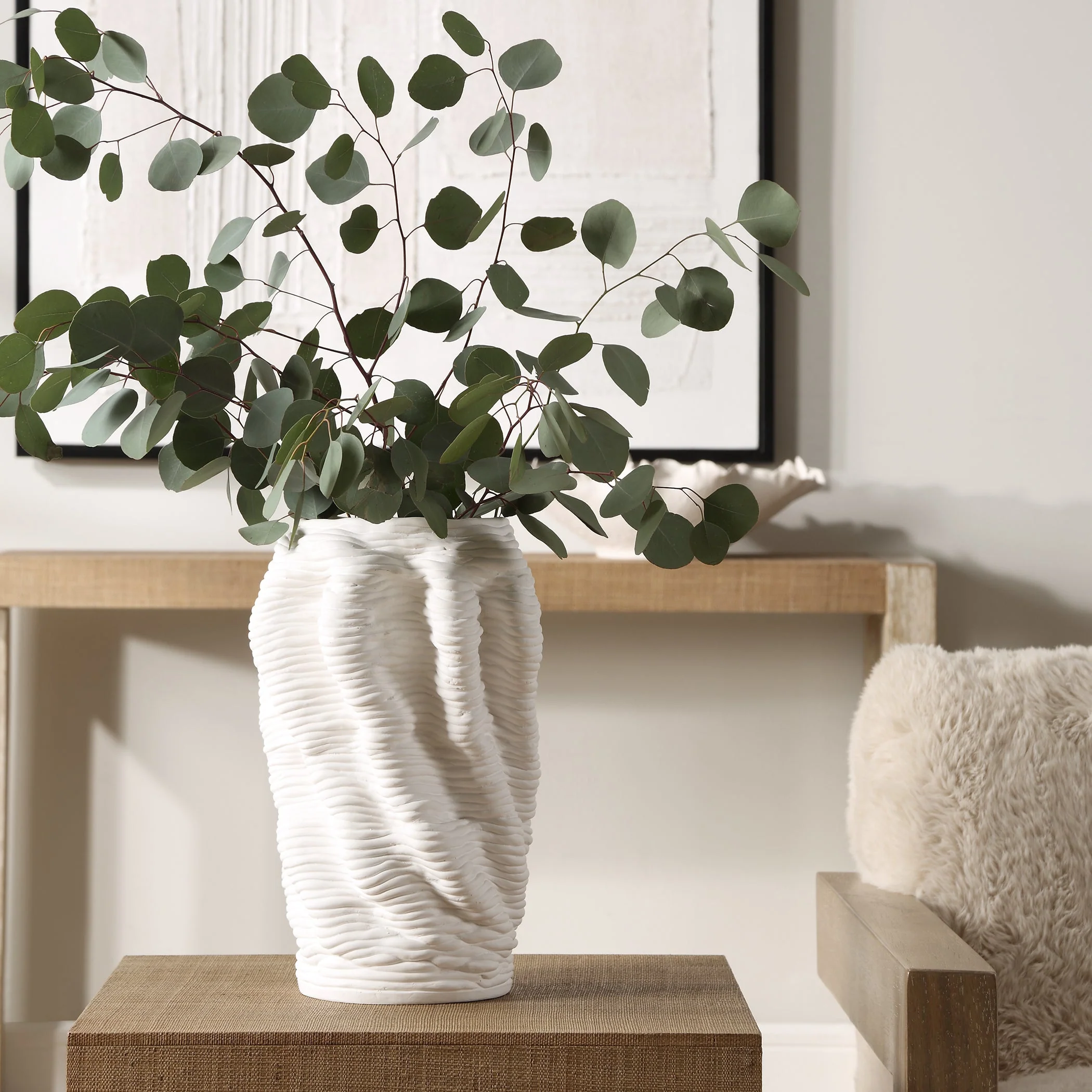 Uttermost Stratified Matte White Vase - Image 2