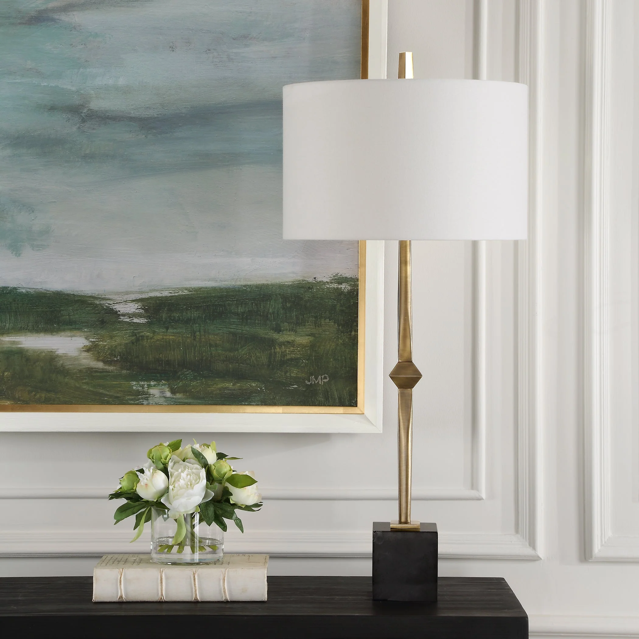 Uttermost Suranne Antique Brass Table Lamp - Image 3