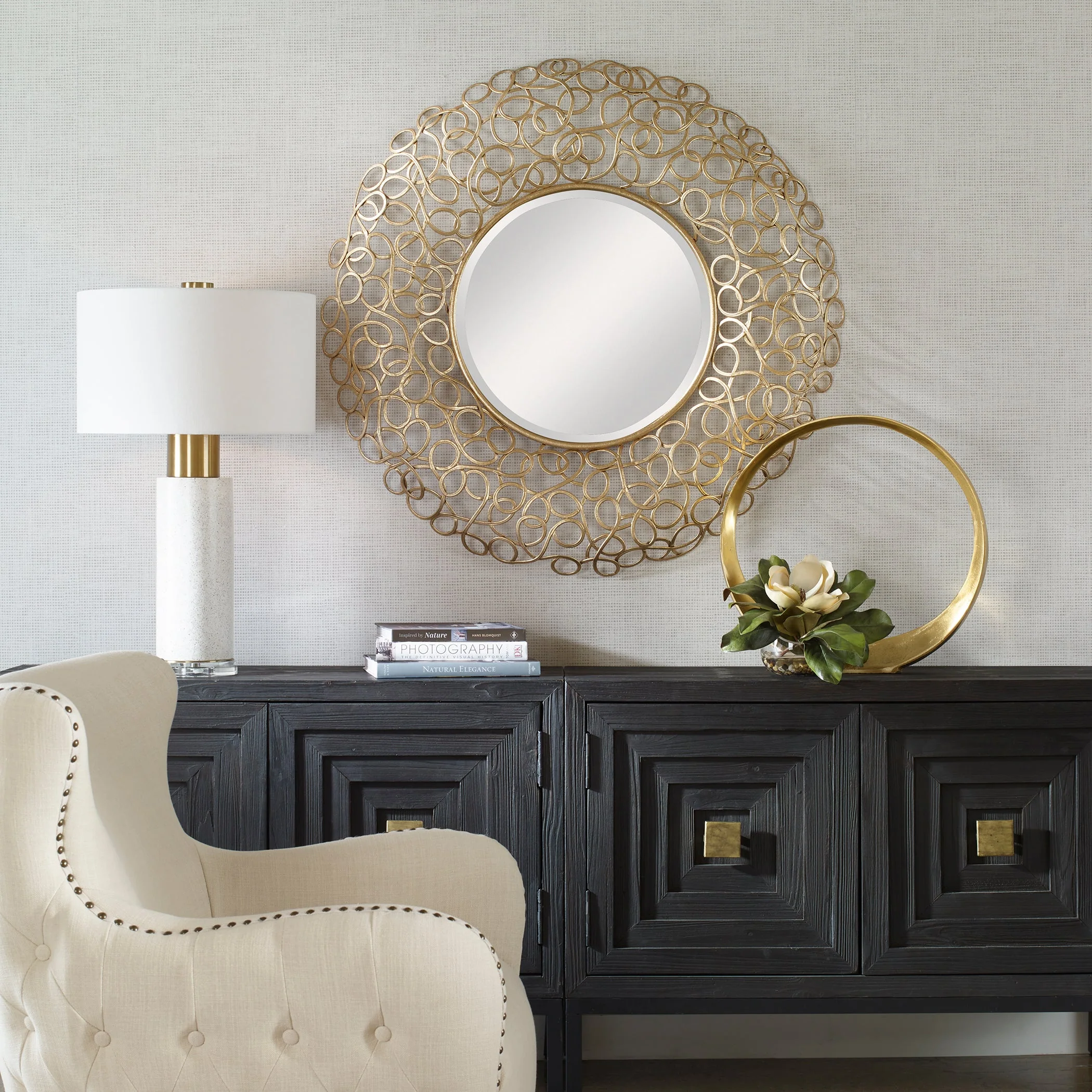Uttermost Swirl Round Gold Mirror - CLOSEOUT - Image 2