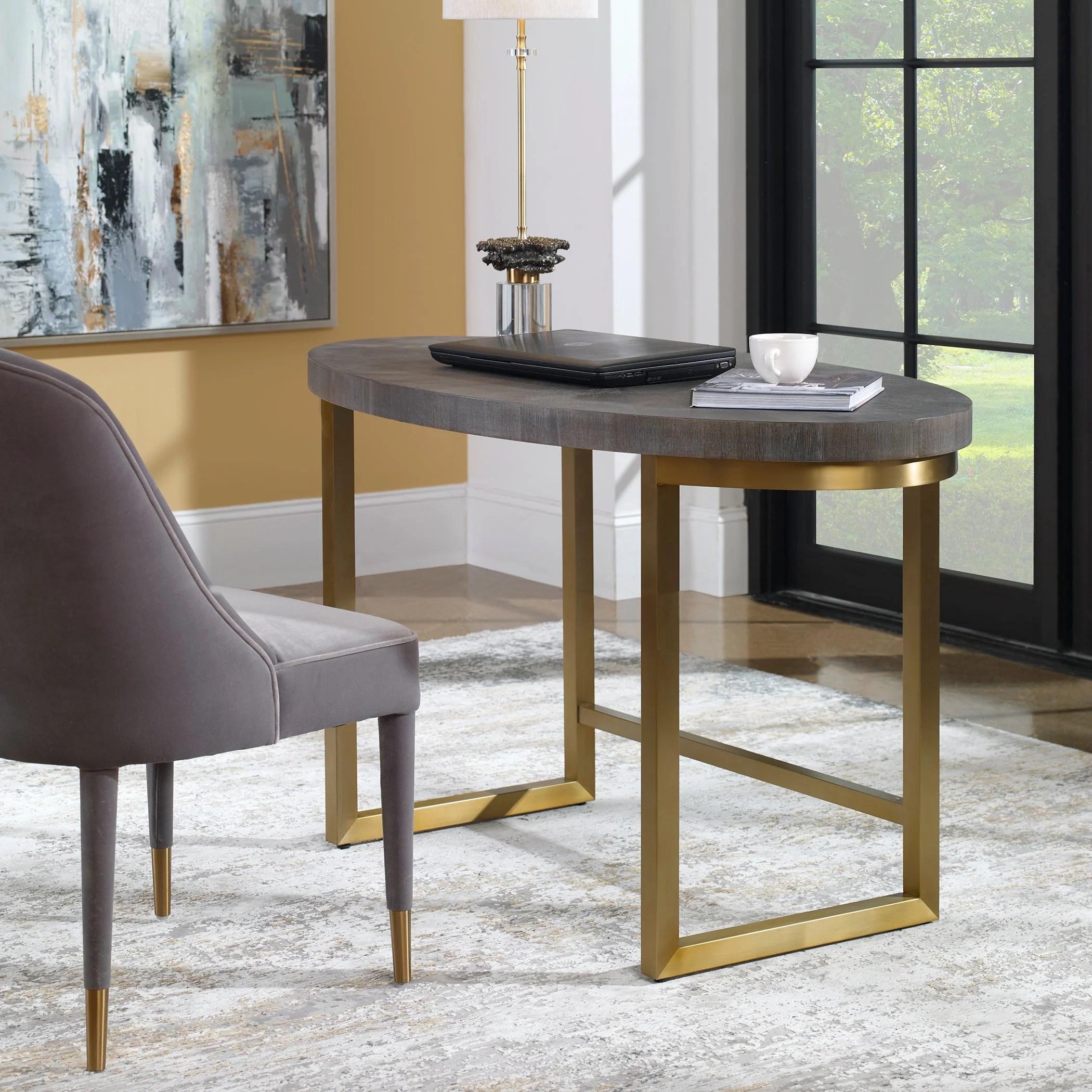 Uttermost Taja Walnut Oval Desk - CLOSEOUT - Image 2
